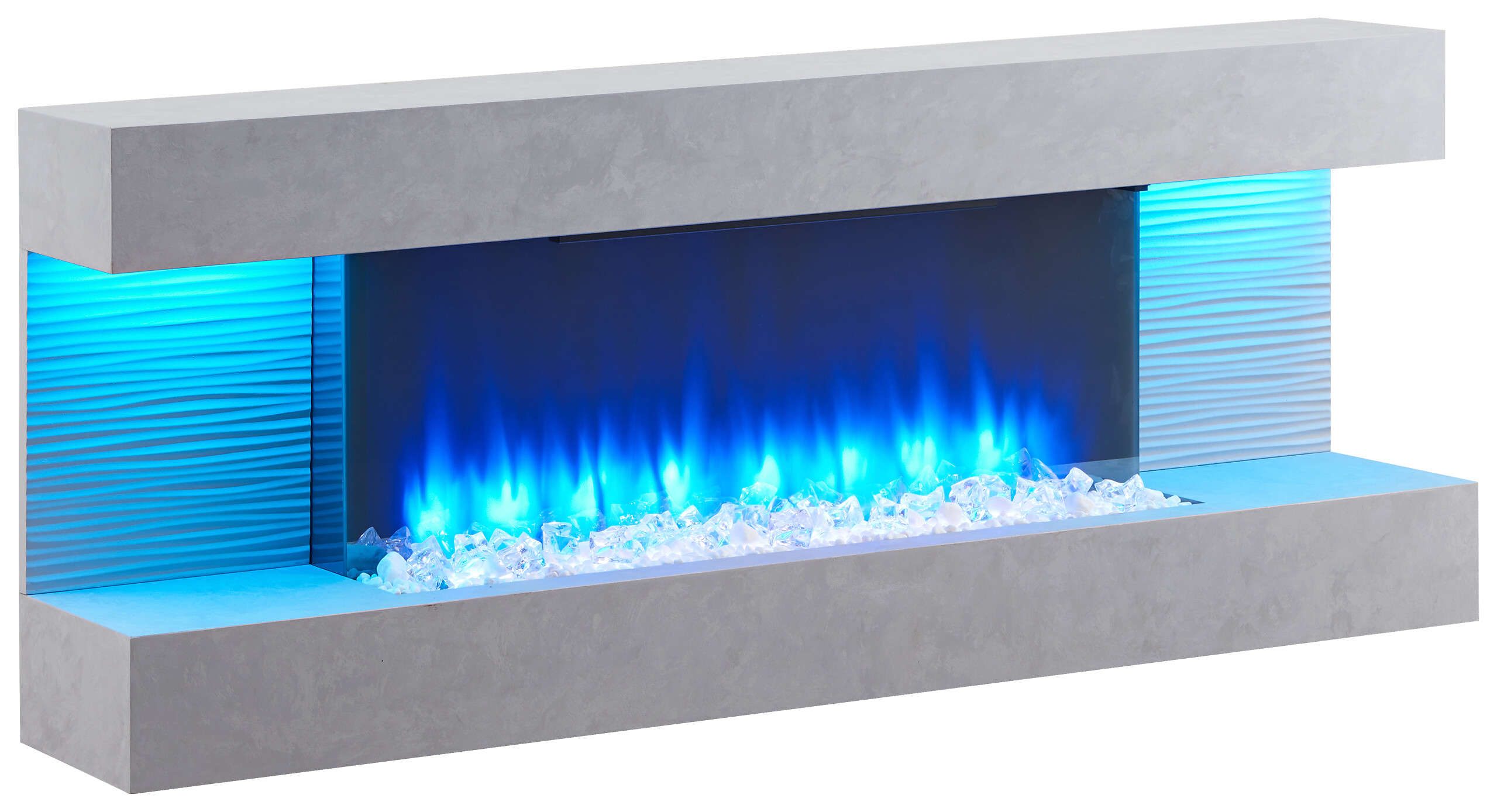 Balderia Wandkamin Elektrischer-Kamin Hestia grau MDF B/H/T: ca. 152x59x25 cm