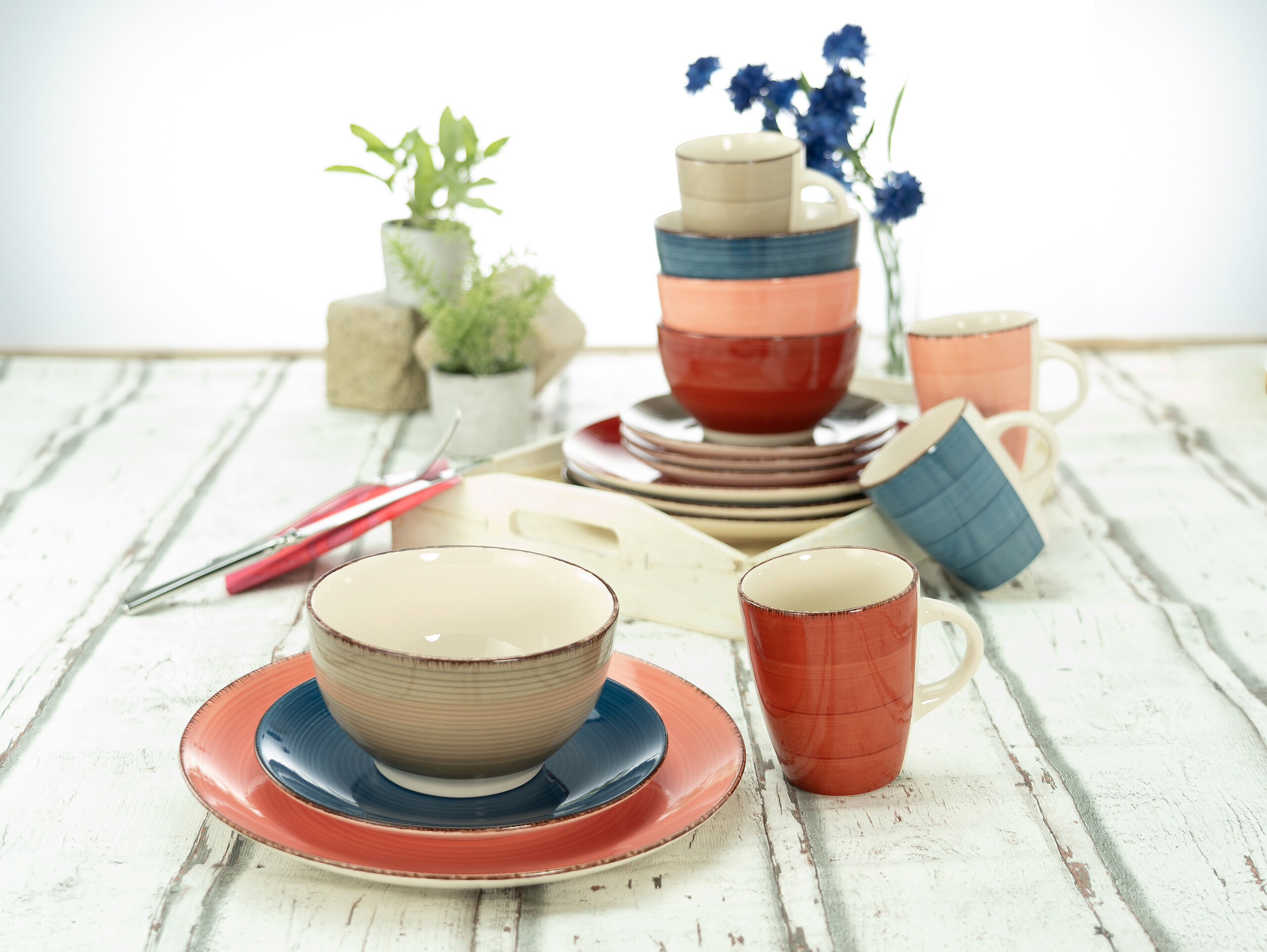 CreaTable Kombiservice Bella Casa COTTAGE rot Steingut CreaTable Kombiservice Bella Casa COTTAGE rot Steingut