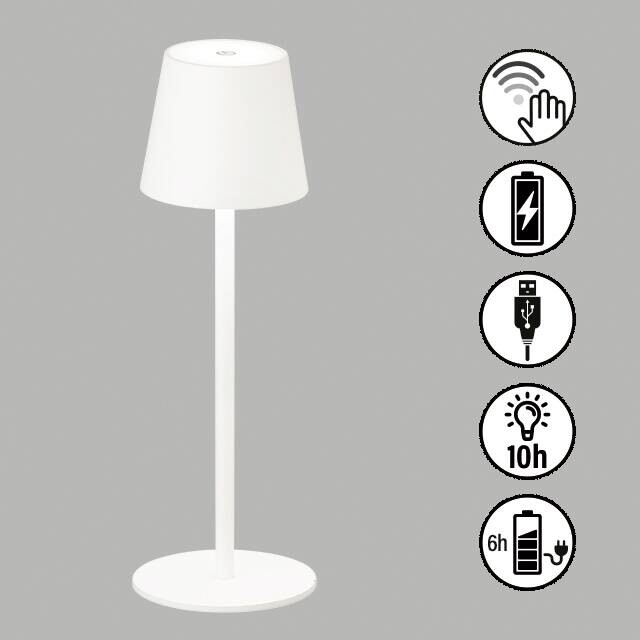 easy! by FHL Tischleuchte 850209 Tropea weiß Metall H/D: ca. 38x12 cm 1 Brennstellen
