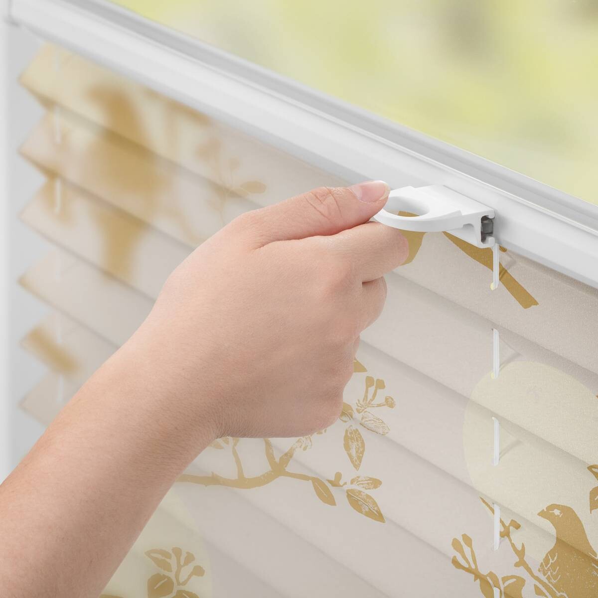 LICHTBLICK Spannplissee Moon Birds beige B/L: ca. 100x130 cm