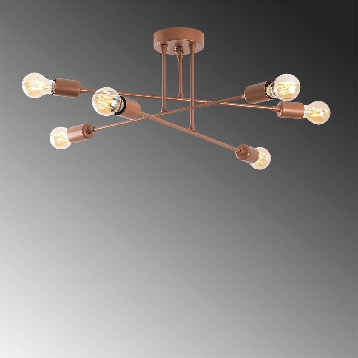 Opviq Deckenleuchte Fleur-1502 Kupfer B/H/T/L/D: ca. 66x27x66x66x66 cm E27 6 Brennstellen