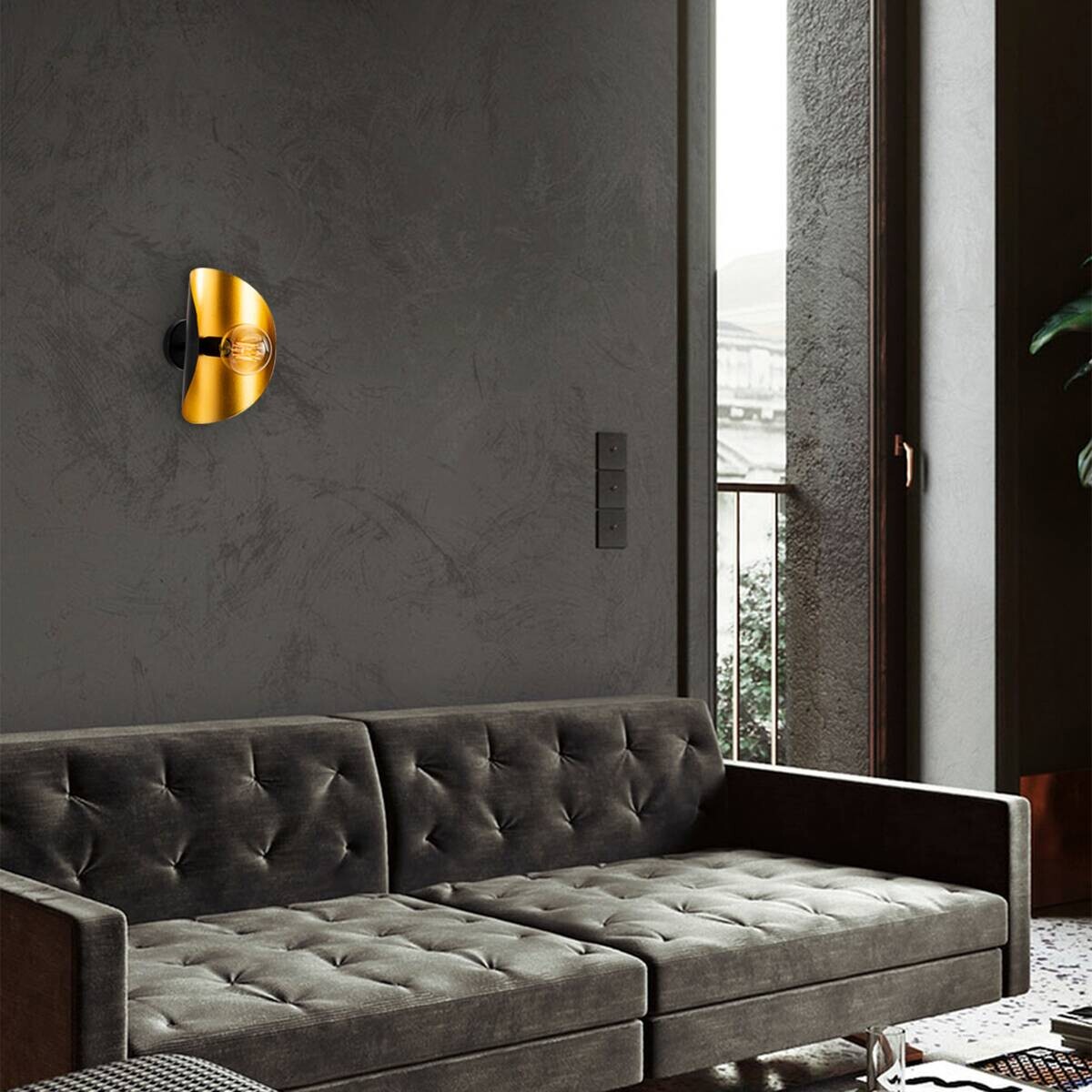 Opviq Wandleuchte Sivani gold schwarz Metall B/H/T/L: ca. 13x30x13x17 cm E27 1 Brennstellen