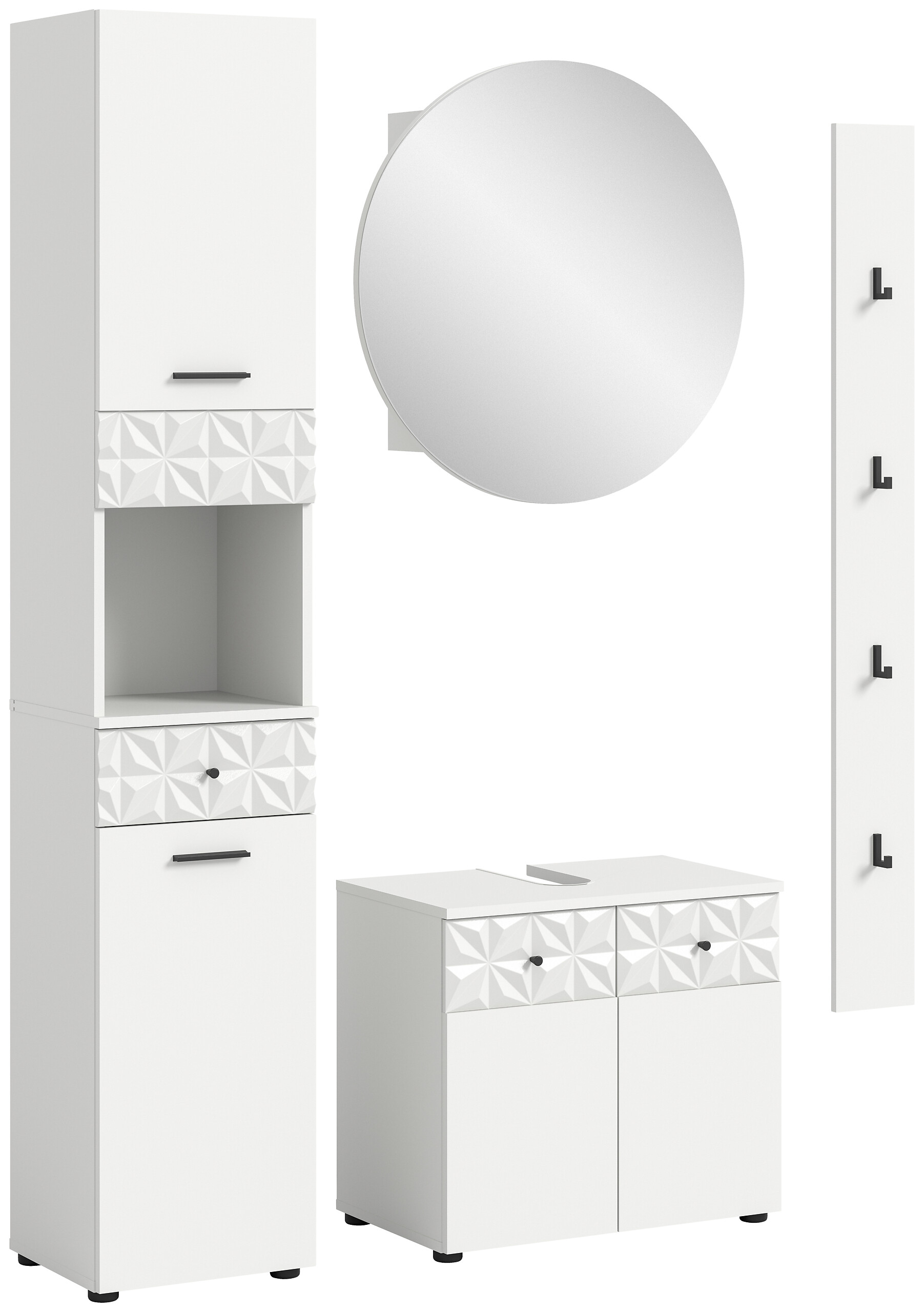 Badezimmer-Set Prisma weiß B/H/T: ca. 141x187x37 cm Badezimmer-Set Prisma weiß B/H/T: ca. 141x187x37 cm