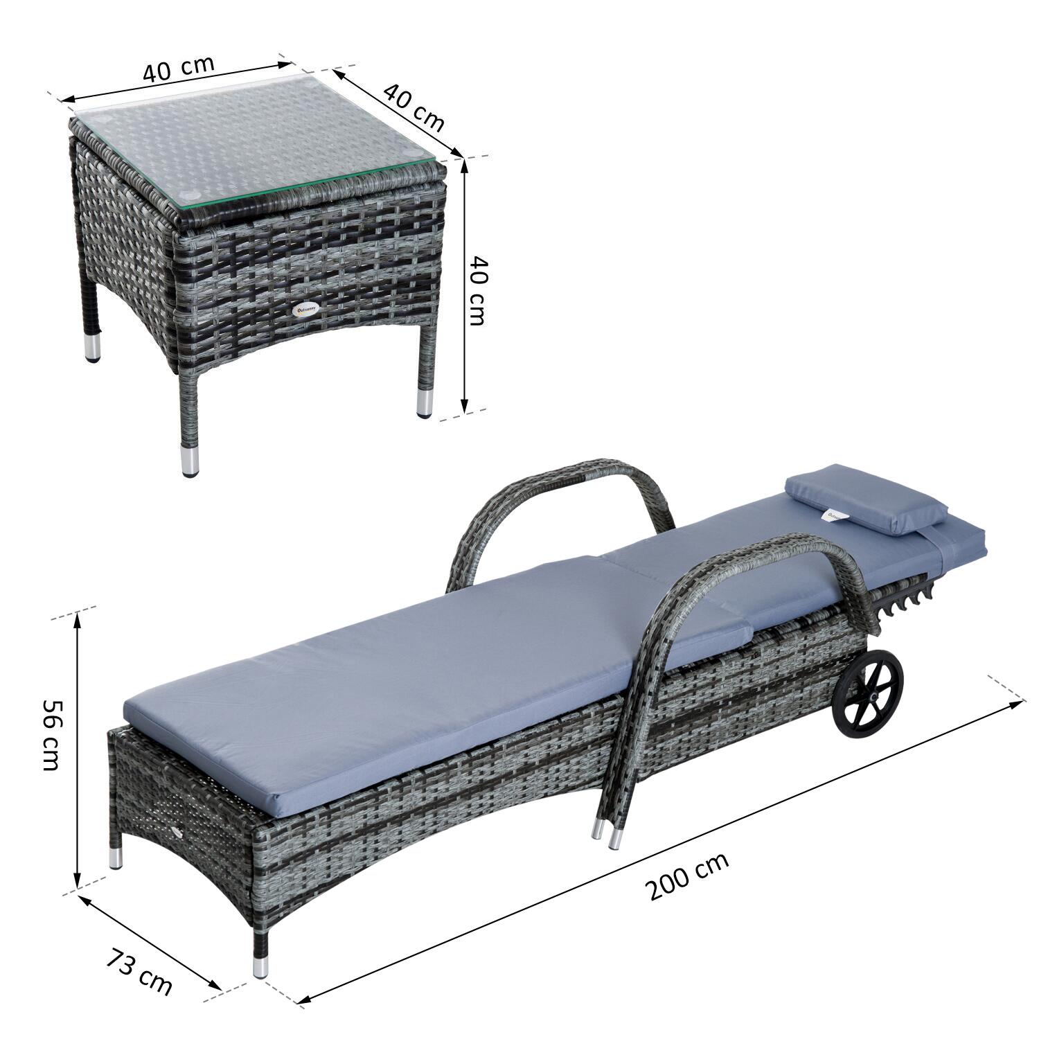 Outsunny Gartenliege grau Metall