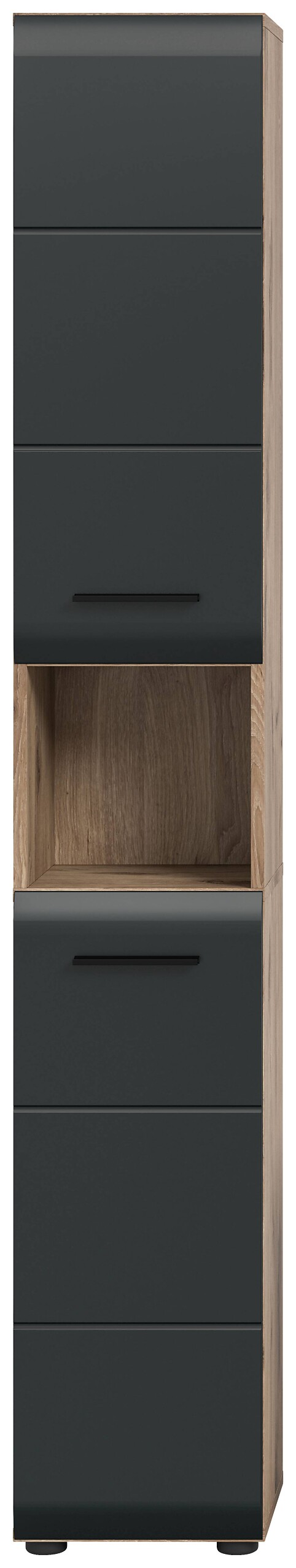 Hochschrank Ice Nox Oak Nachbildung schwarz matt B/H/T: ca. 30x185x30 cm