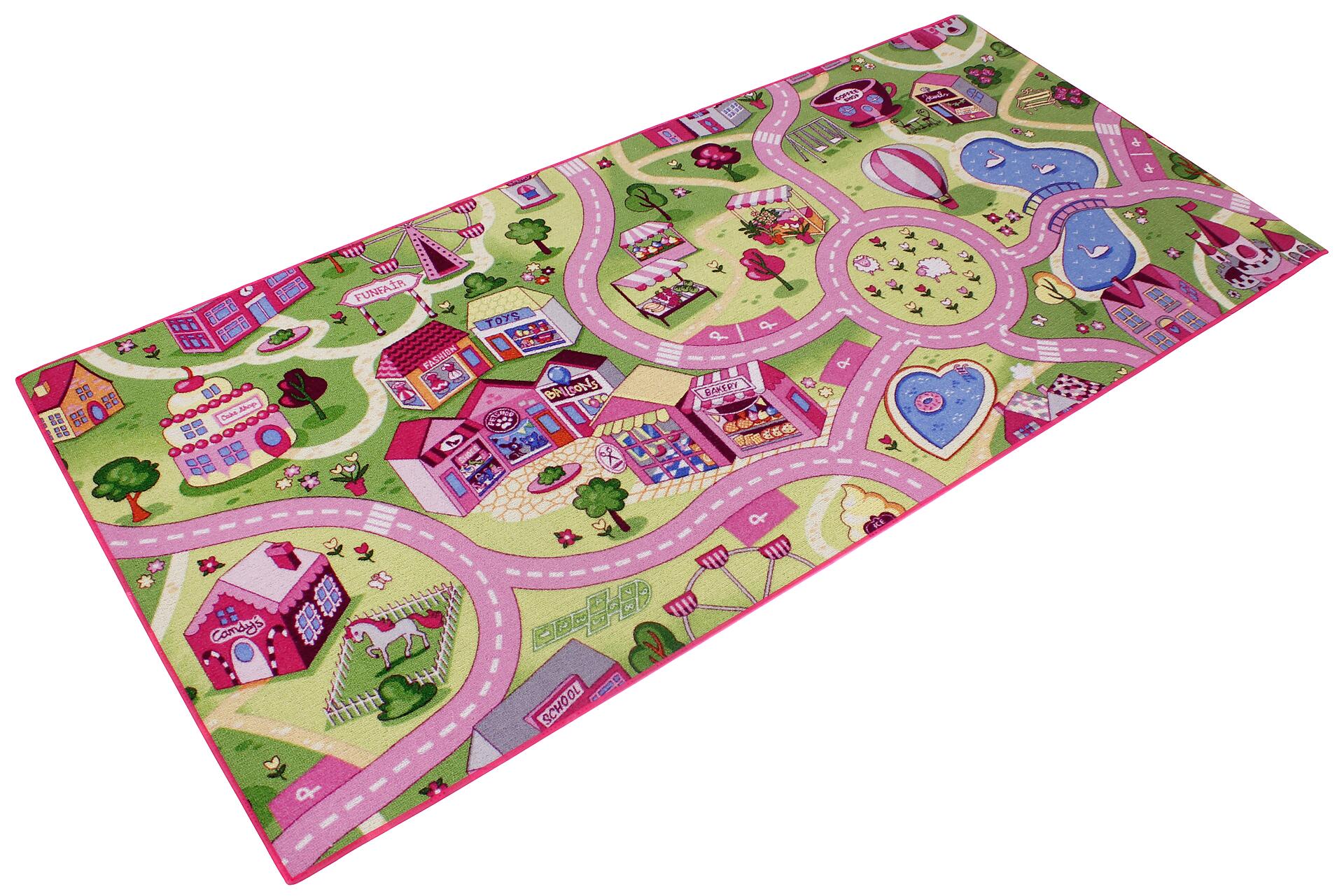 Kinderteppich Sweet Town pink B/L: ca. 95x200 cm