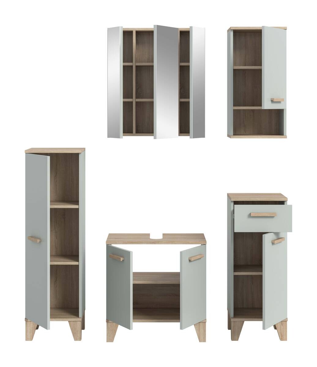 Badezimmer-Set STAR hellgrün Eiche hell Nachbildung B/H/T: ca. 158x190x34 cm