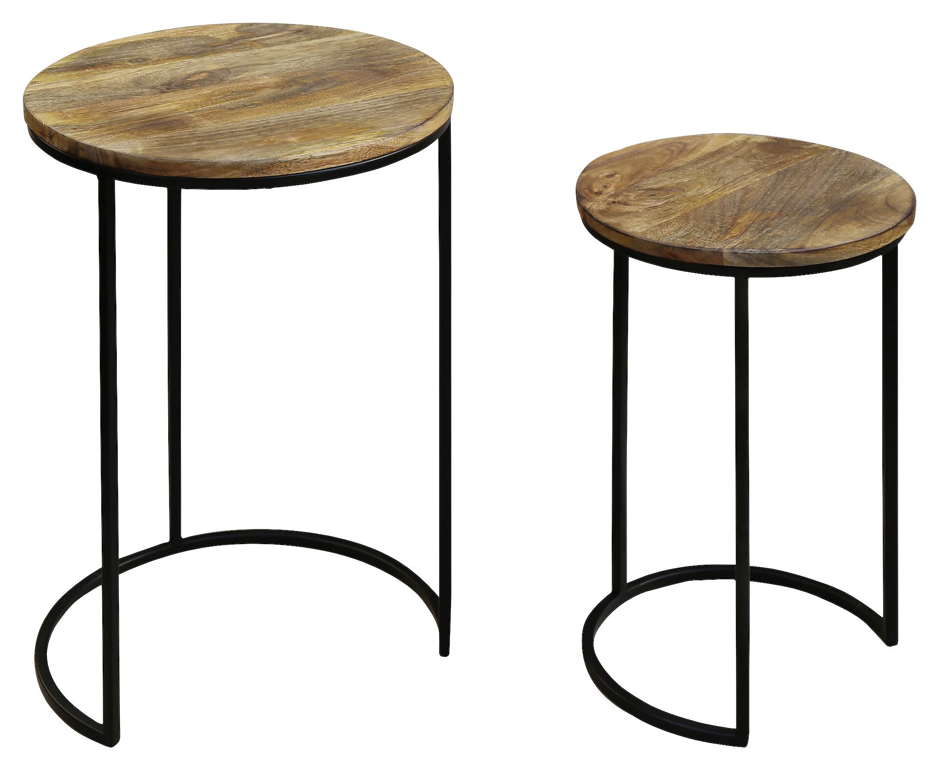 Beistelltisch JARON natur schwarz Echtholz Metall