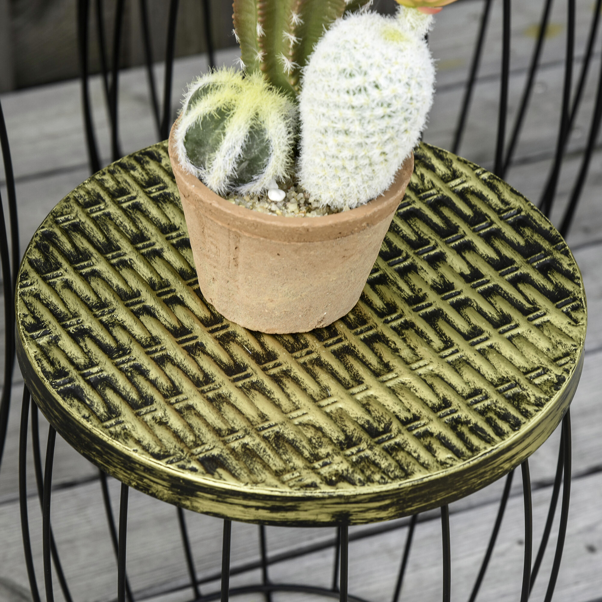 Outsunny Beistelltisch-Set schwarz Metall H/D: ca. 41x38 cm