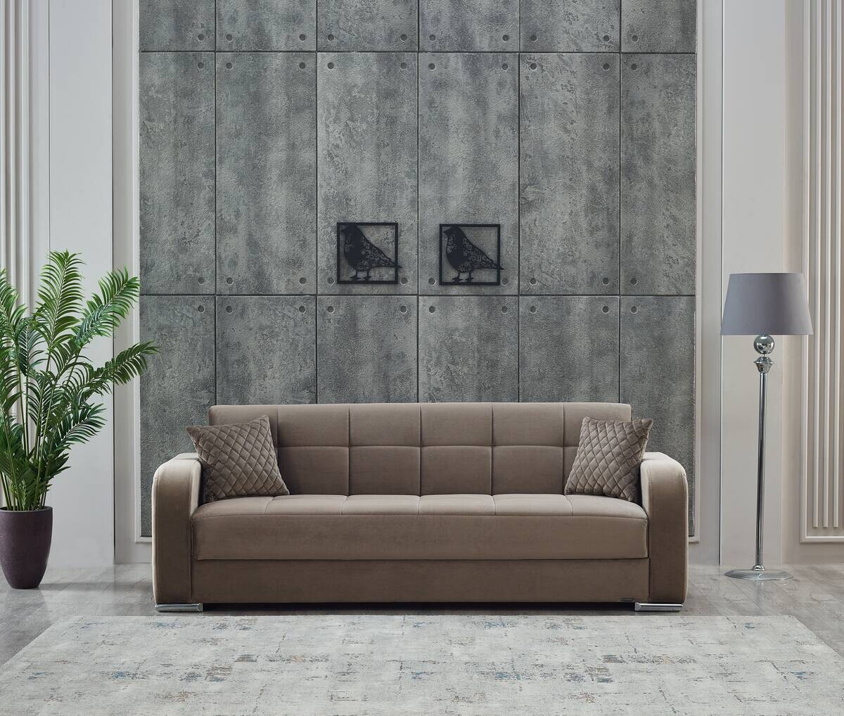 Sofa Orlando graubraun Microfaser B/H/T: ca. 220x85x83 cm