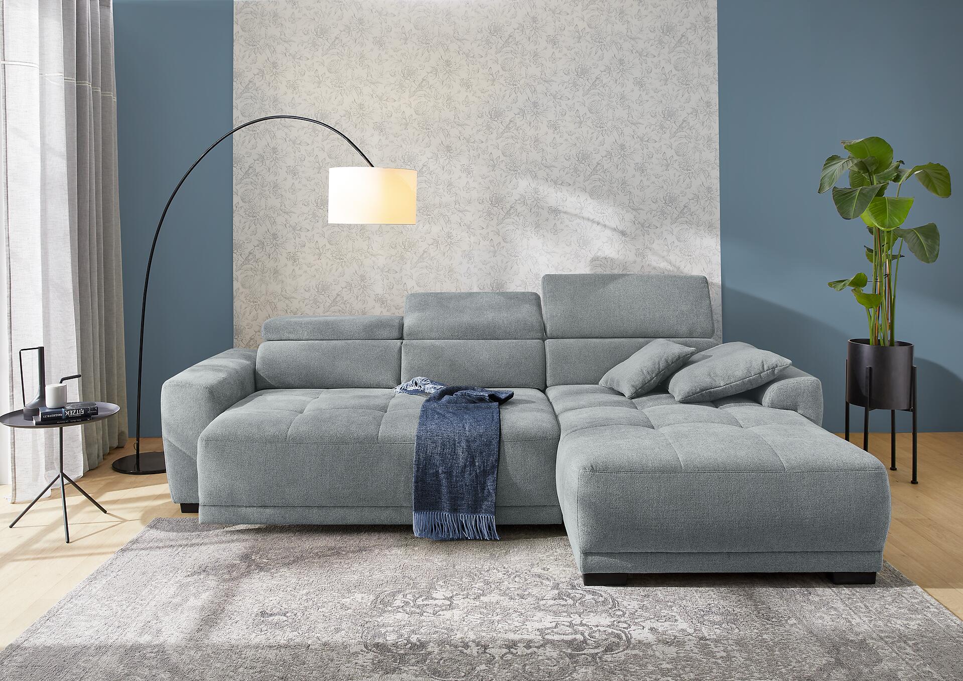 Ecksofa mit elektrischer Sitztiefenverstellung grau Microfaser B/H/T: ca. 296x105x200 cm