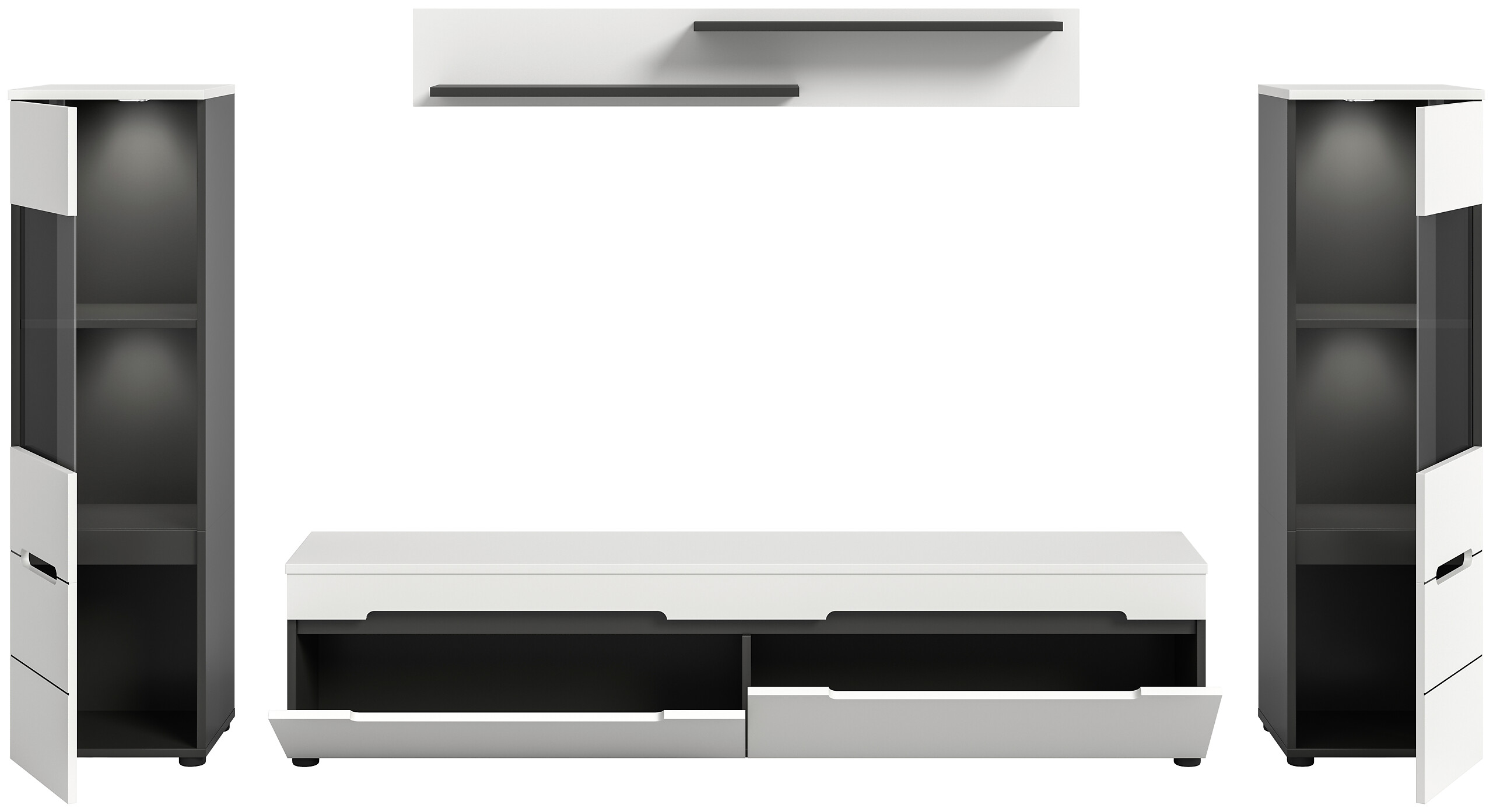 Wohnwand Canu basaltgrau weiß B/H/T: ca. 272x141x33 cm