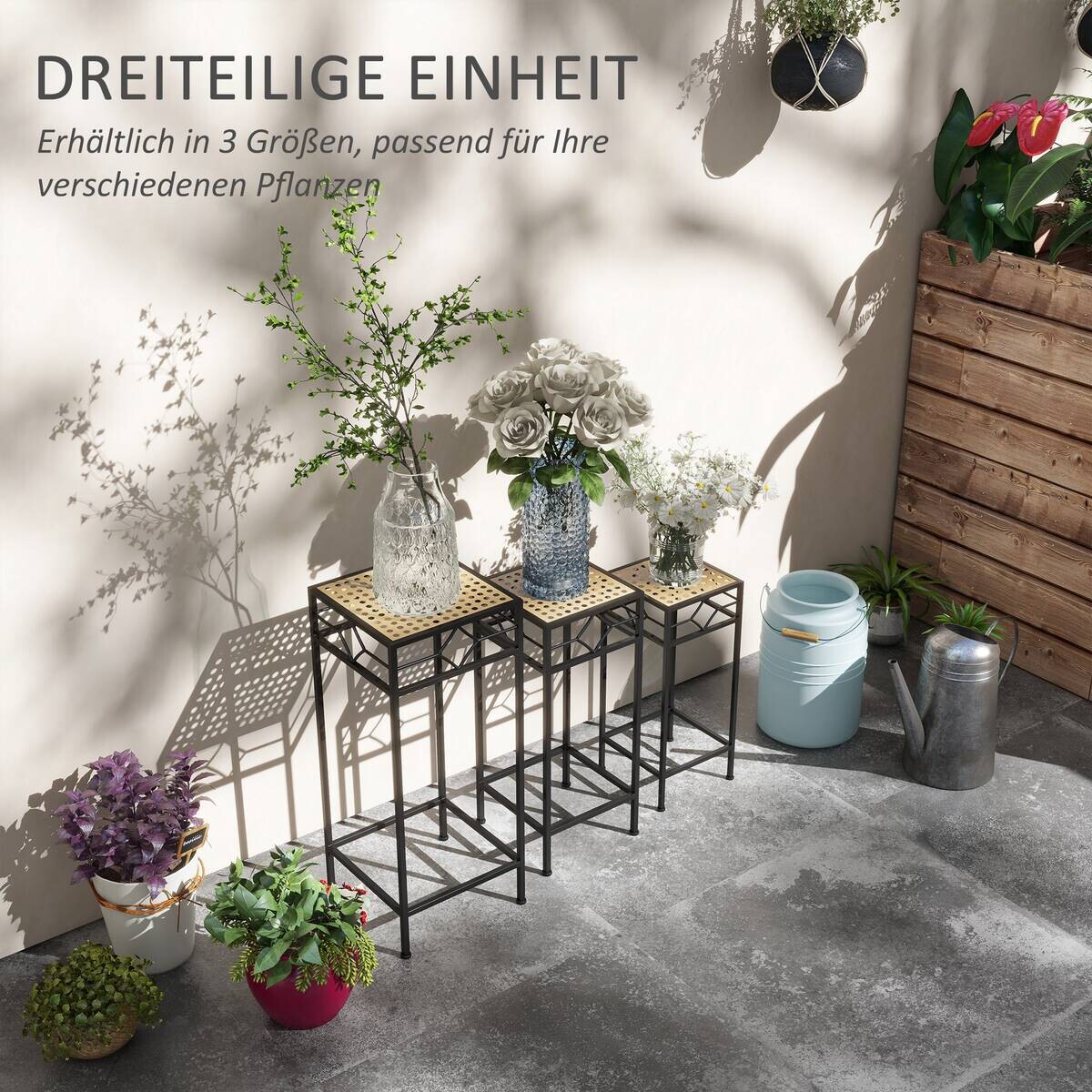 Outsunny Pflanzständer gold Edelstahl B/H/L: ca. 28x28x66 cm