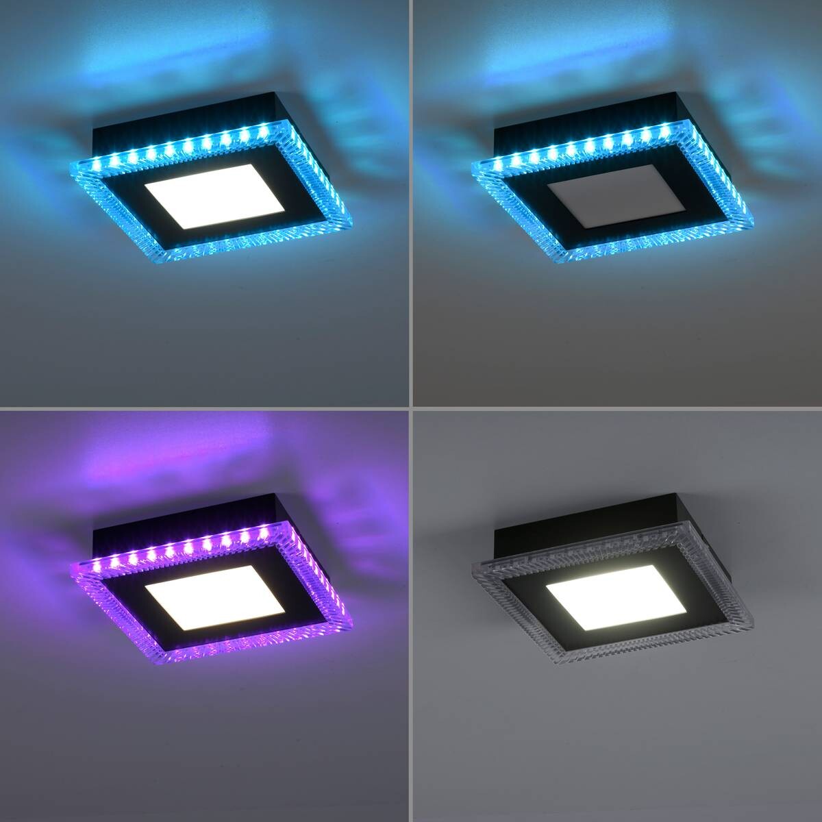 Just Light LED-Deckenleuchte 14510-18 schwarz Kunststoff B/H/L: ca. 20x5x20 cm