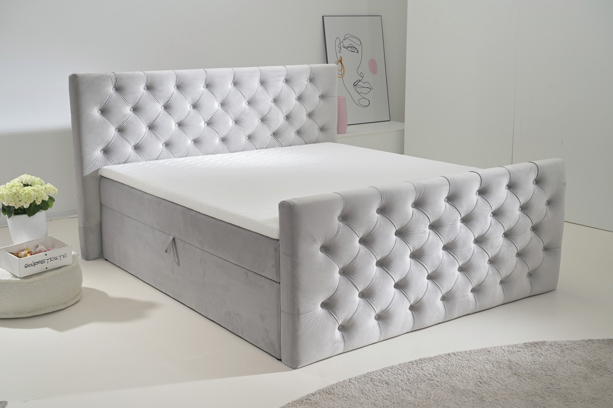 Boxbett Glow Silbergrau Liegefläche B/L: ca. 180x200 cm