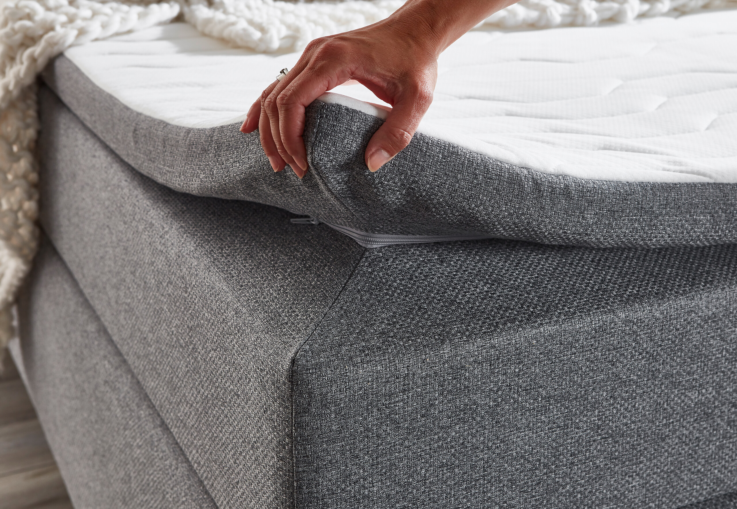 Boxspringbett Kenora grau Liegefläche B/L: ca. 140x200 cm