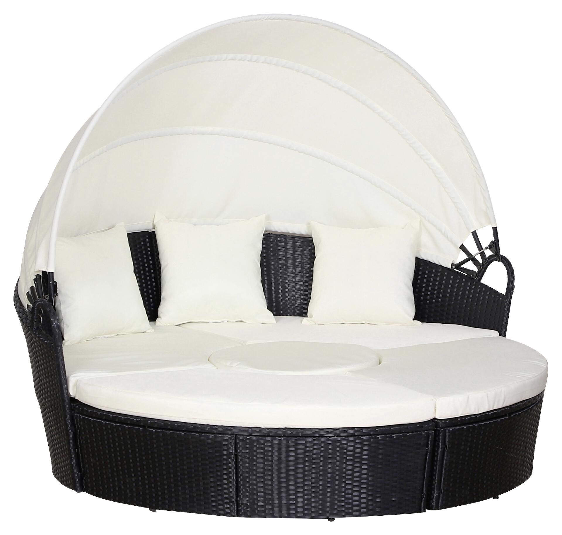 Outsunny Sonneninsel schwarz Polyrattan B/H/T: ca. 175x147x180 cm