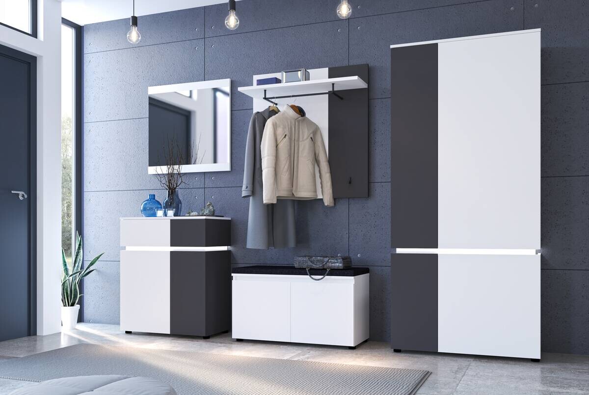 Garderobenschrank Luce Alpinweiß anthrazit B/H/T: ca. 90x199x40 cm