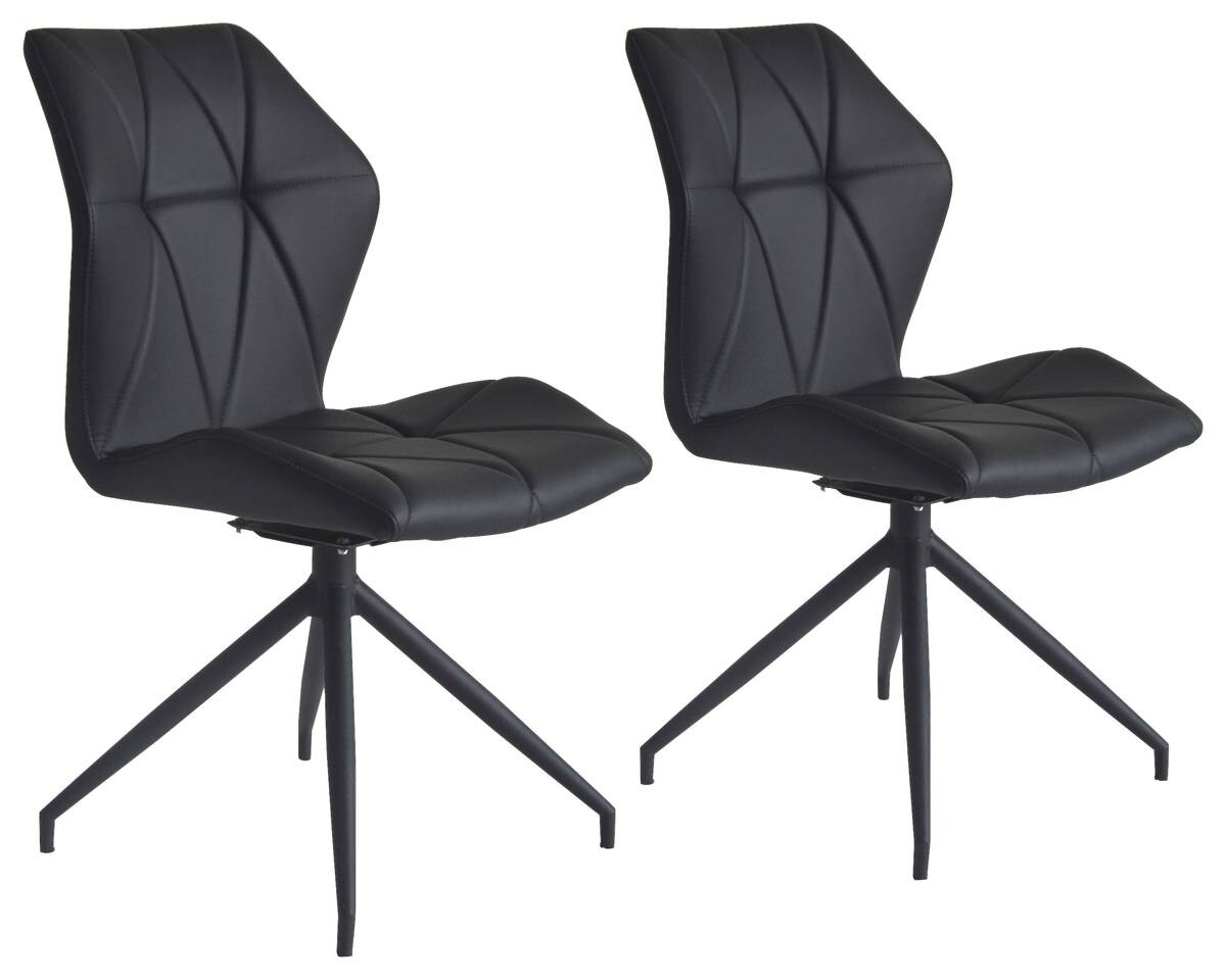 Stuhl IMKE 2er-Set schwarz schwarz Kunstleder Metall B/H/T: ca. 52x90,5x62 cm
