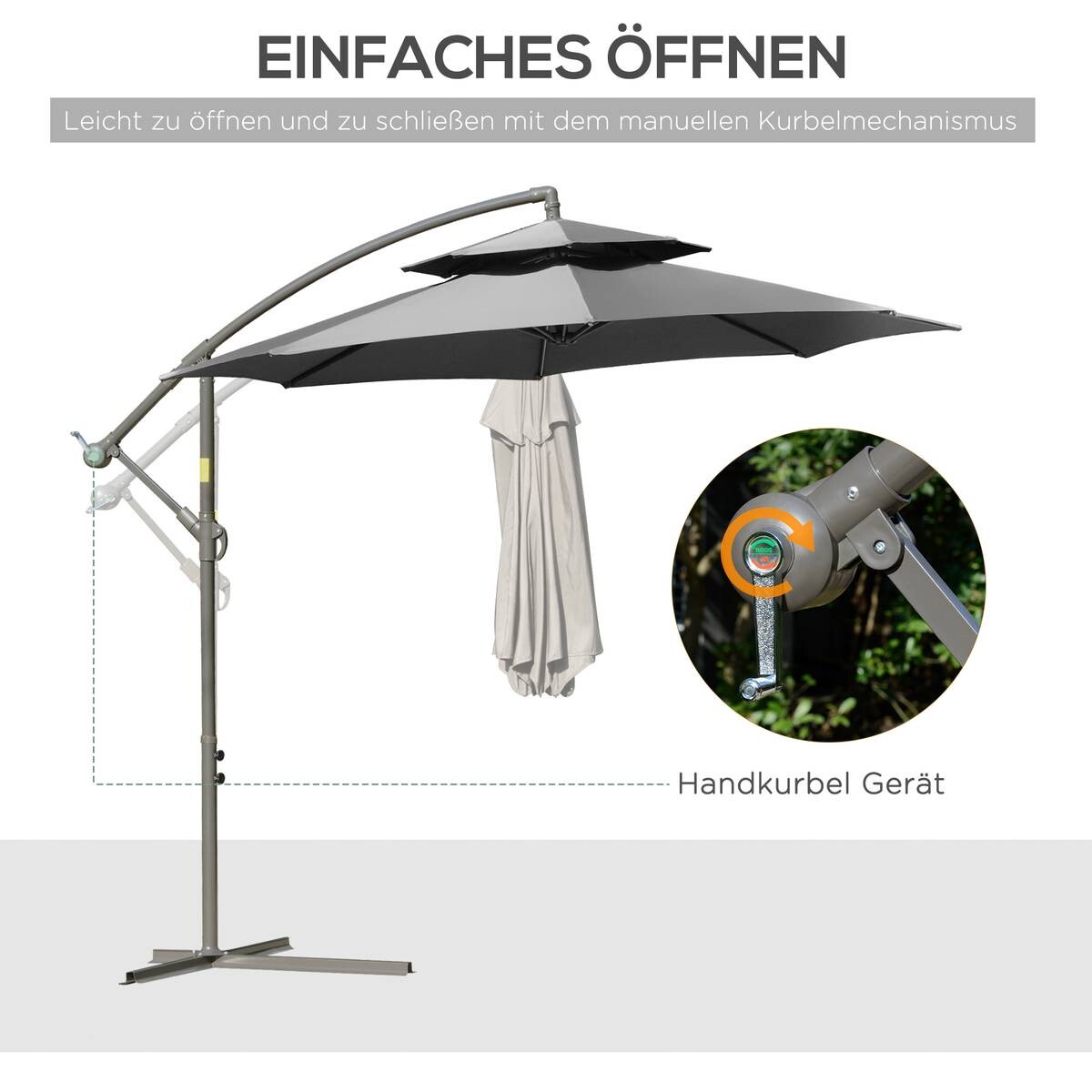 Outsunny Sonnenschirm hellgrau Polyester H/D: ca. 245x267 cm