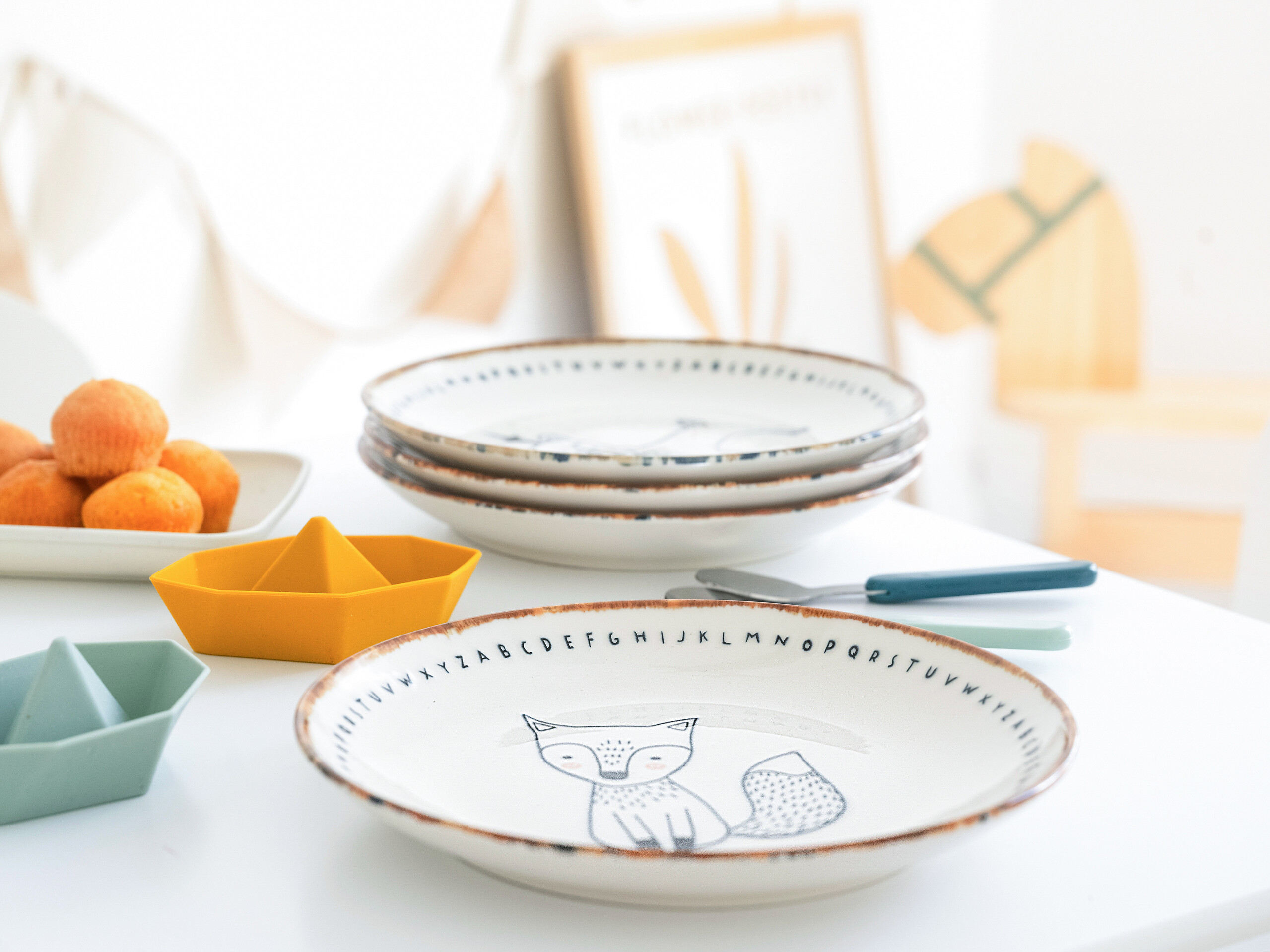 CreaTable Tellerset Freunde des Waldes braun Steinzeug D: ca. 21 cm