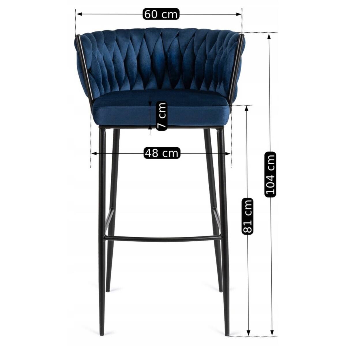 Barhocker FLORES petrol Velourstoff B/H/T: ca. 60x104,5x56 cm