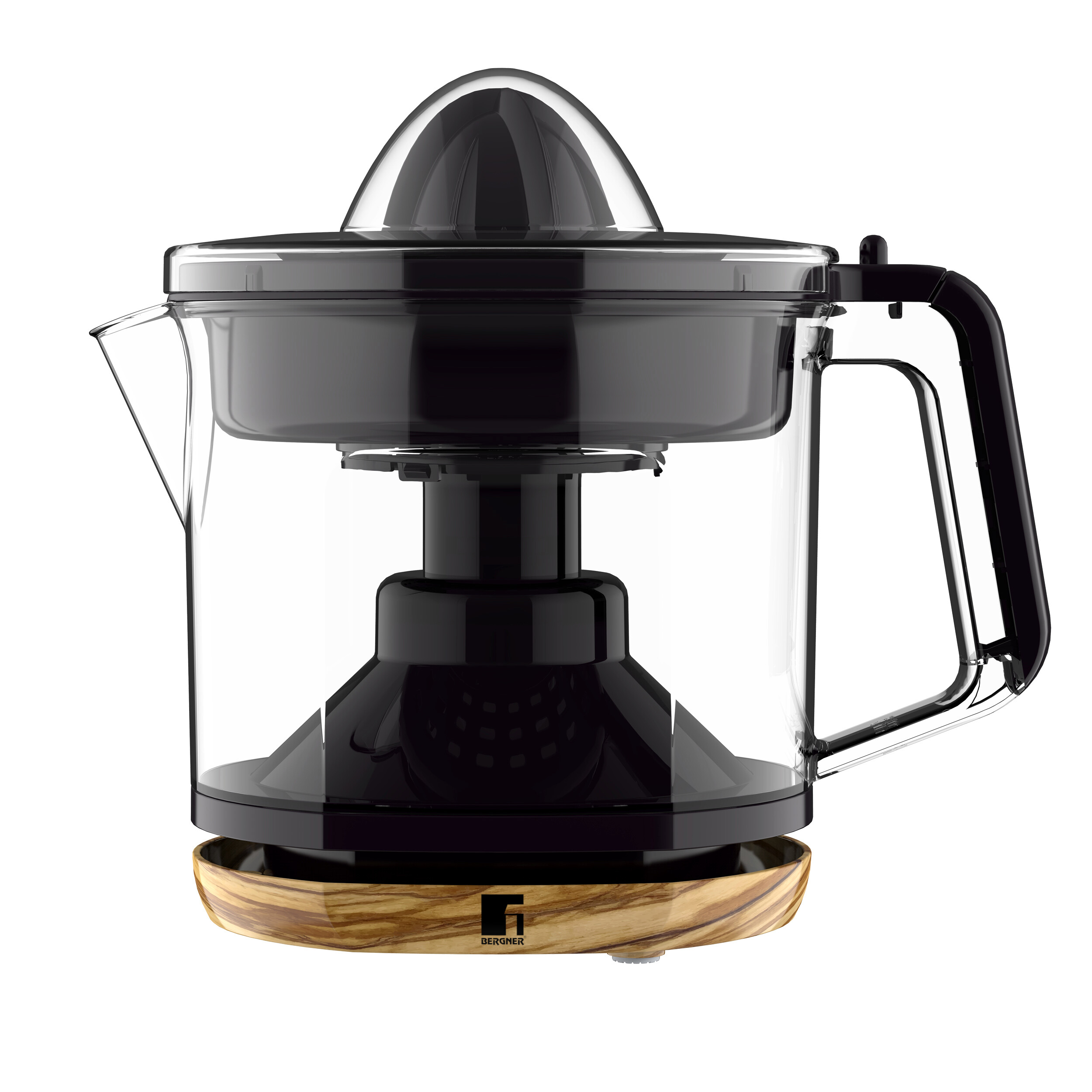 BERGNER Zitruspresse OLIVAR schwarz Glas B/H/L: ca. 17x21,5x21 cm