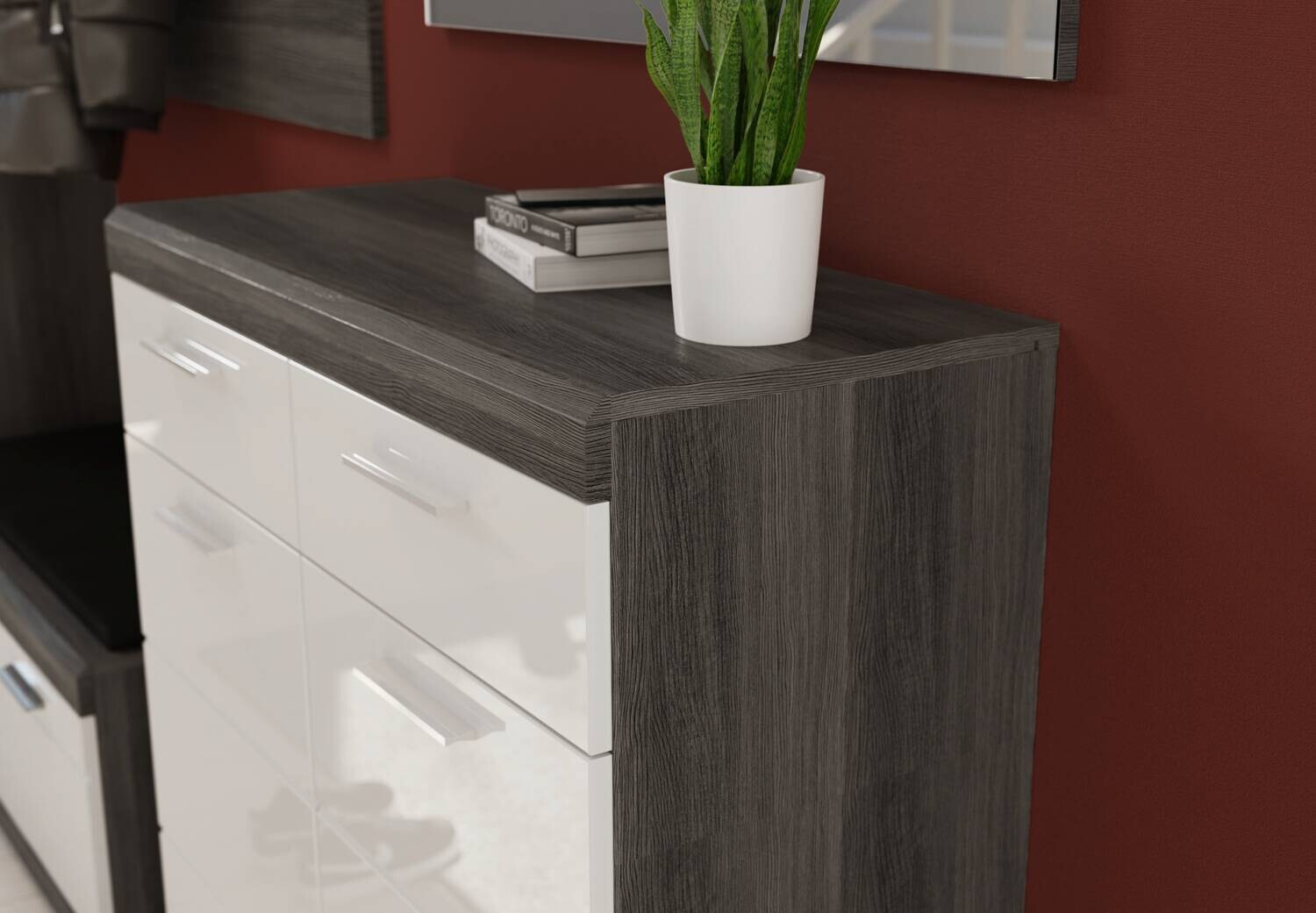 Garderobe SCOUT Rauchsilber Nachbildung weiß Hochglanz B/H/T: ca. 272x197x40 cm