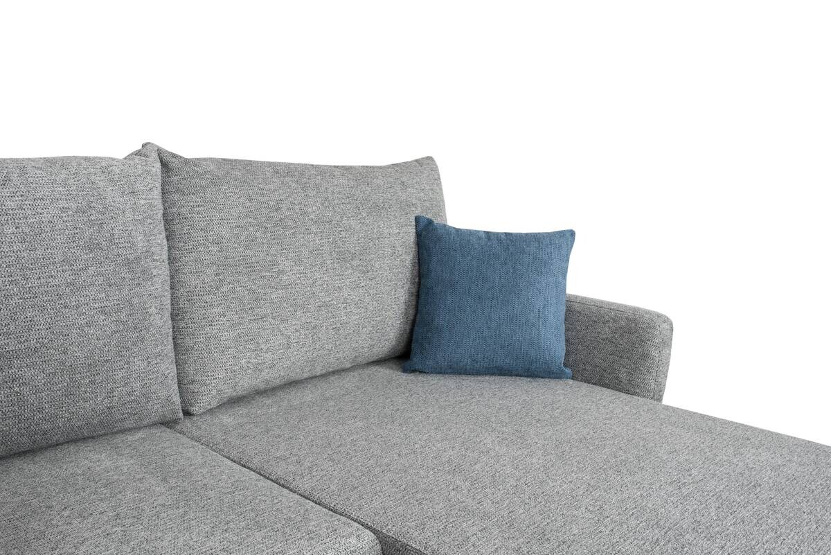 Ecksofa mit Bettfunktion und Bettkasten grau Webstoff B/H/T: ca. 218x90x168 cm