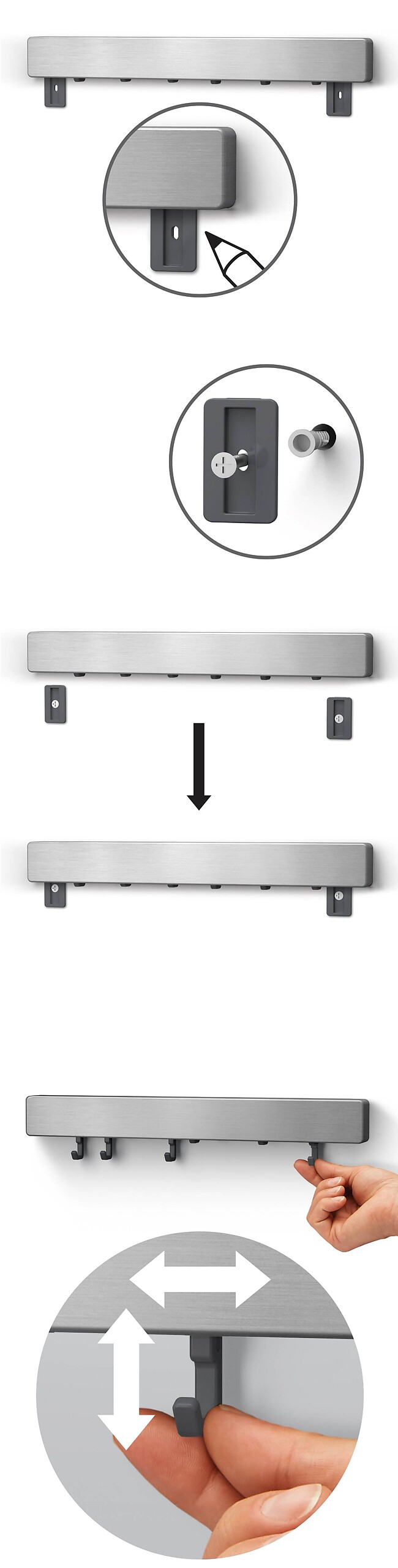 Metaltex Multihalterung Metallika silber Edelstahl B/H/T: ca. 39x5x3 cm