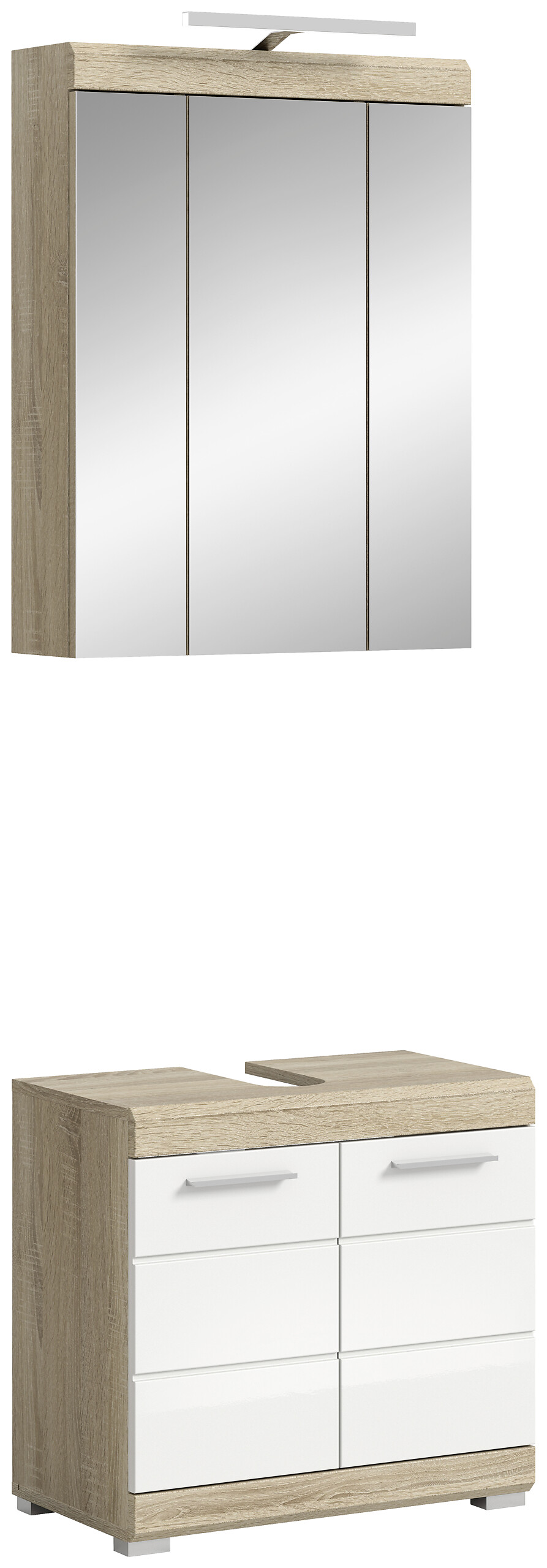 Badezimmer-Set Lambada Eiche Sonoma Nachbildung weiß Hochglanz B/H/T: ca. 60x191x34 cm