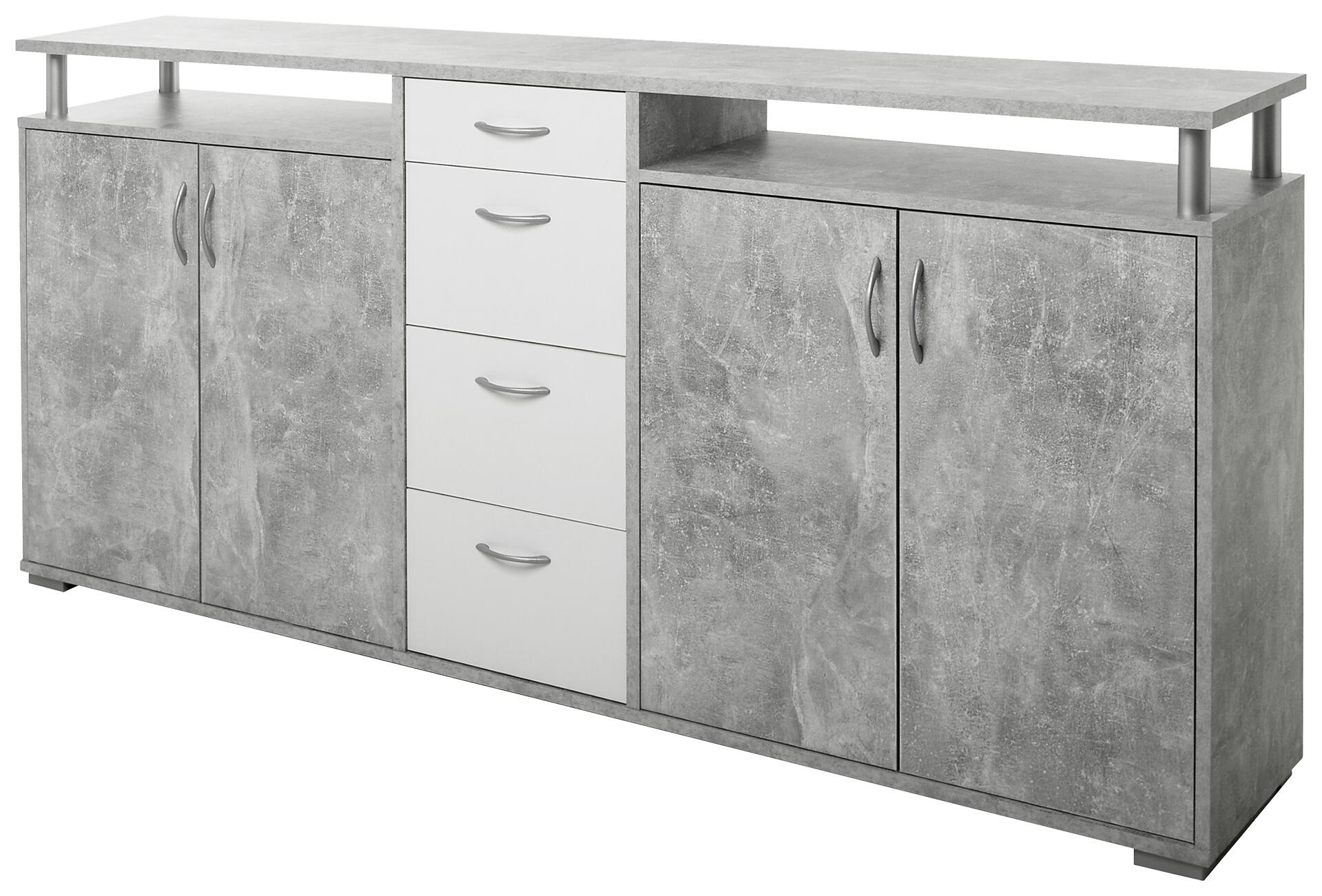 Sideboard Maximo Beton Optik weiß B/H/T: ca. 208x94x38 cm