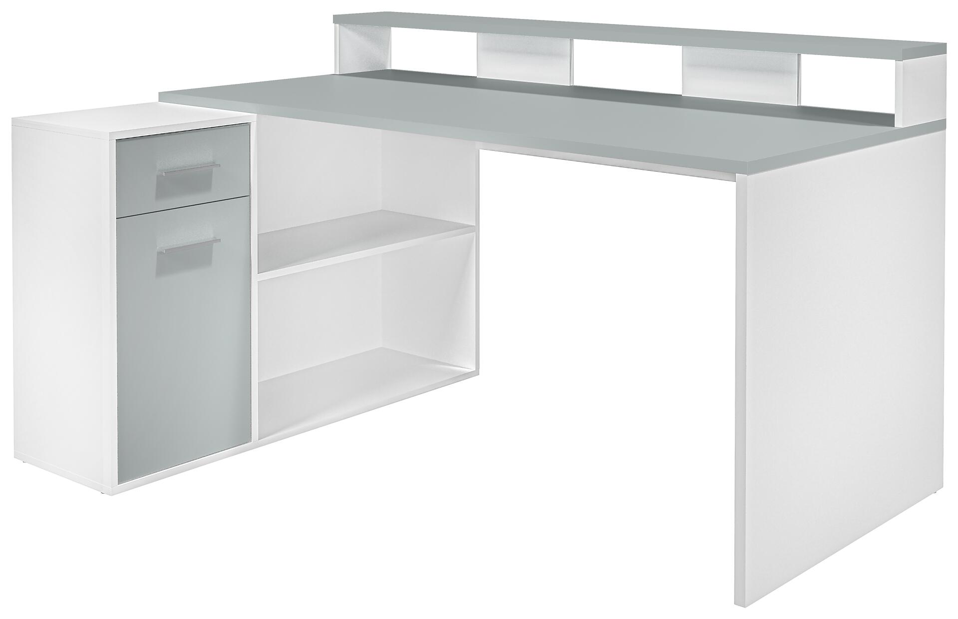Schreibtisch Gamer hellgrau matt weiß matt B/H/T: ca. 160x92x115 cm Schreibtisch Gamer hellgrau matt weiß matt B/H/T: ca. 160x92x115 cm