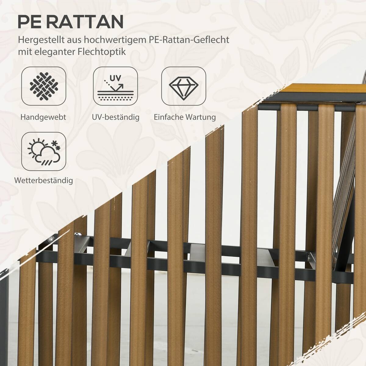 Outsunny Sitzgruppe grau Polyrattan B/H/L: ca. 68x66x68 cm