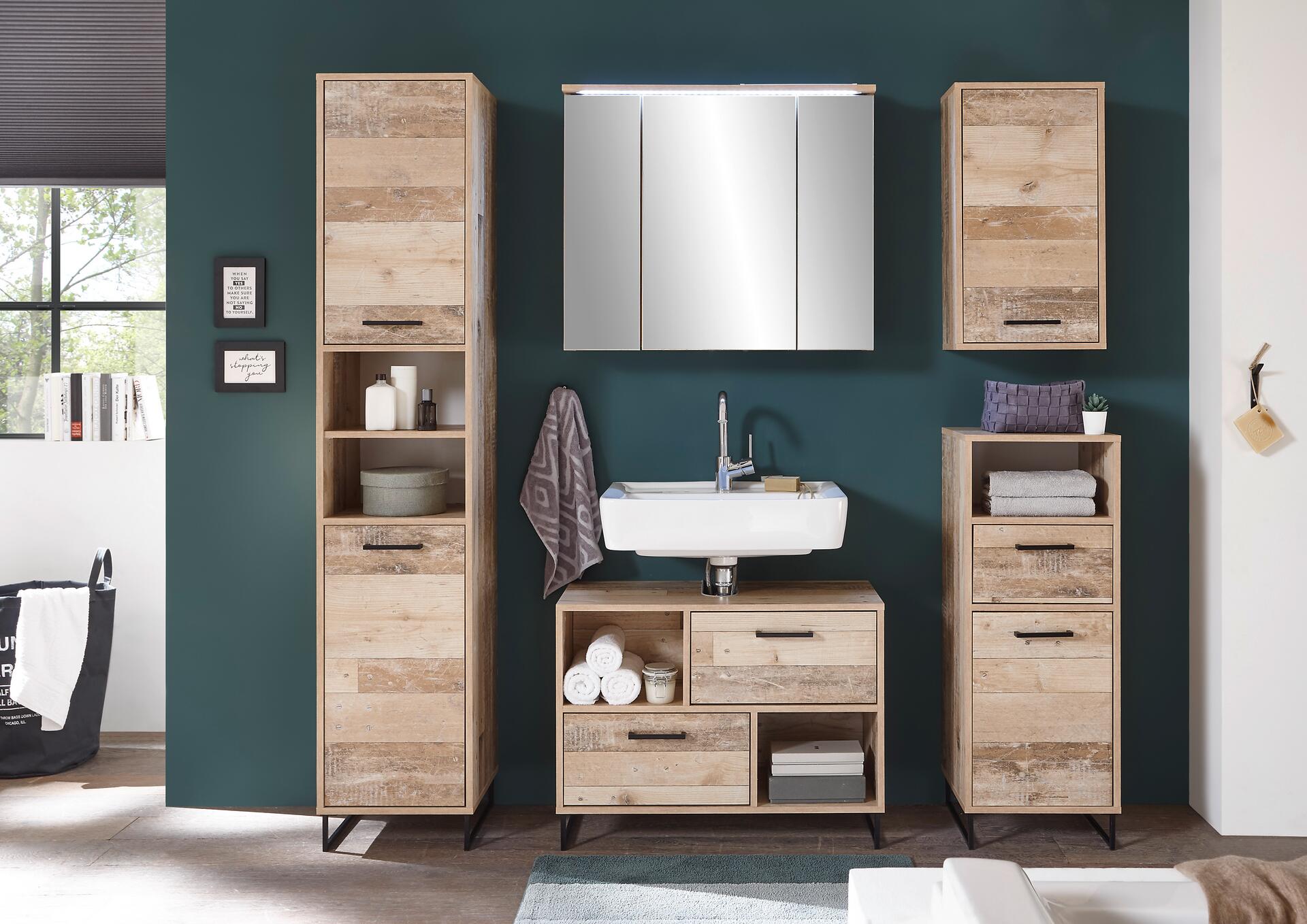 Waschbeckenunterschrank Roof Old Wood Nachbildung B/H/T: ca. 80x61x37 cm