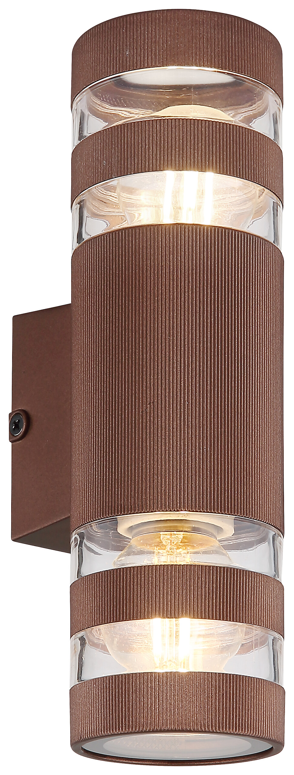 GLOBO Wandleuchte klar bronze Glas Kunststoff B/H: ca. 6,5x22 cm E27 2 Brennstellen