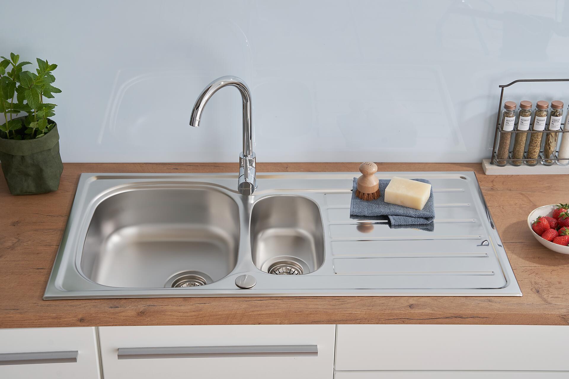 Respekta Einbauspüle Dallas 100 x 50 Edelstahl B/H/T: ca. 86x17x50 cm