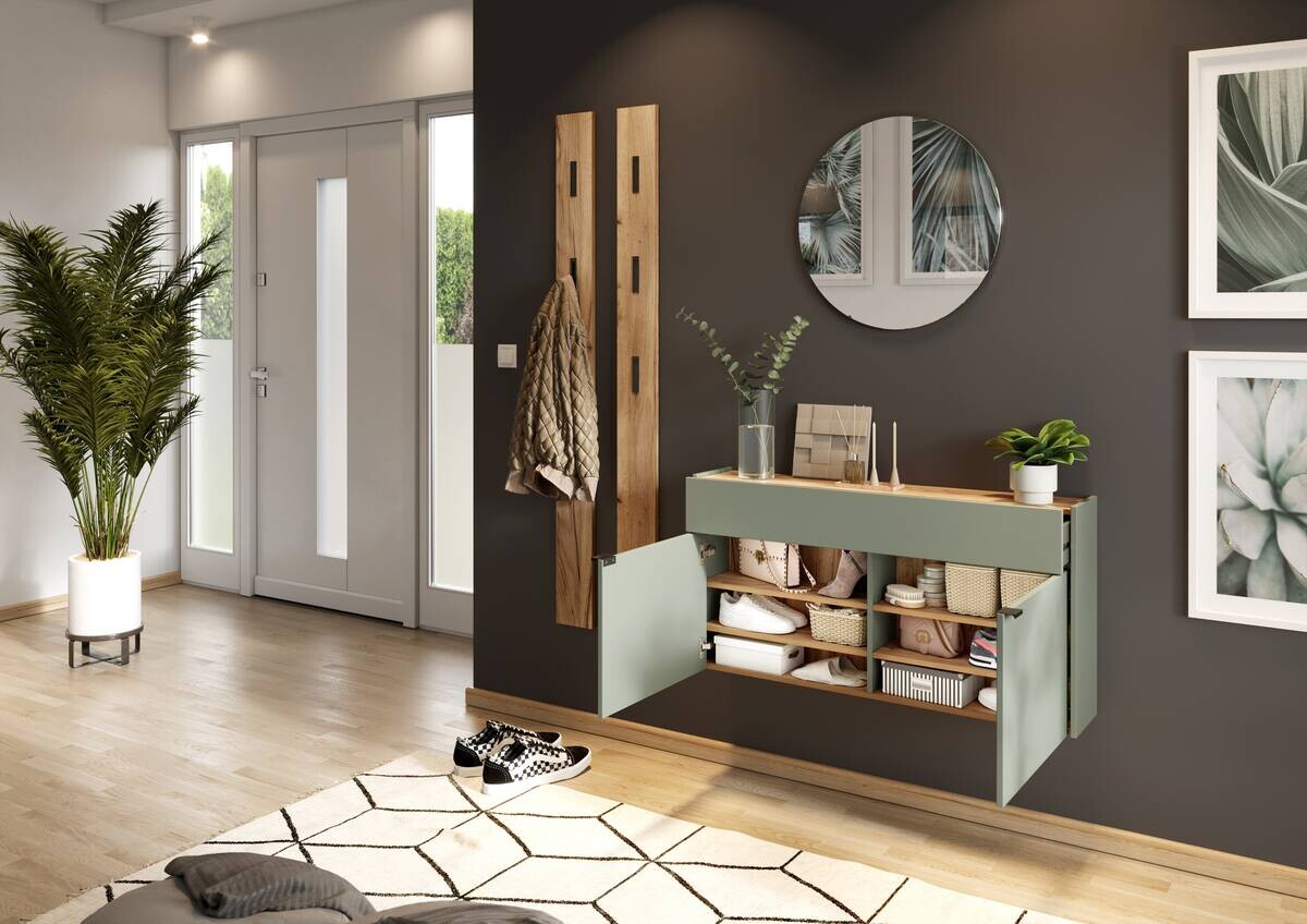 Mehrzweckschrank 1398-629 grün Eiche Navarra Nachbildung B/H/T: ca. 110x57x22 cm