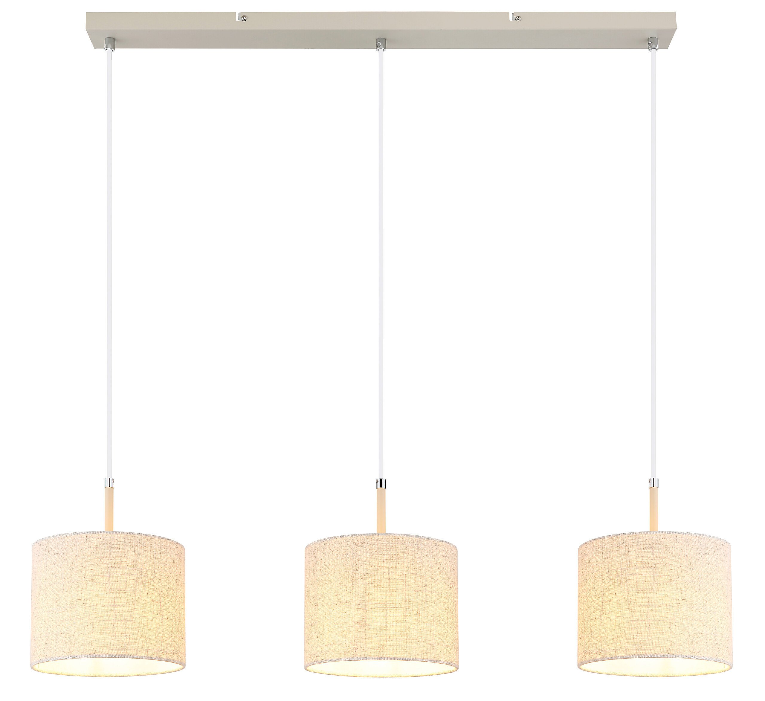 Pendelleuchte sand Metall Textil B/H/L: ca. 20x120x90 cm E27 3 Brennstellen
