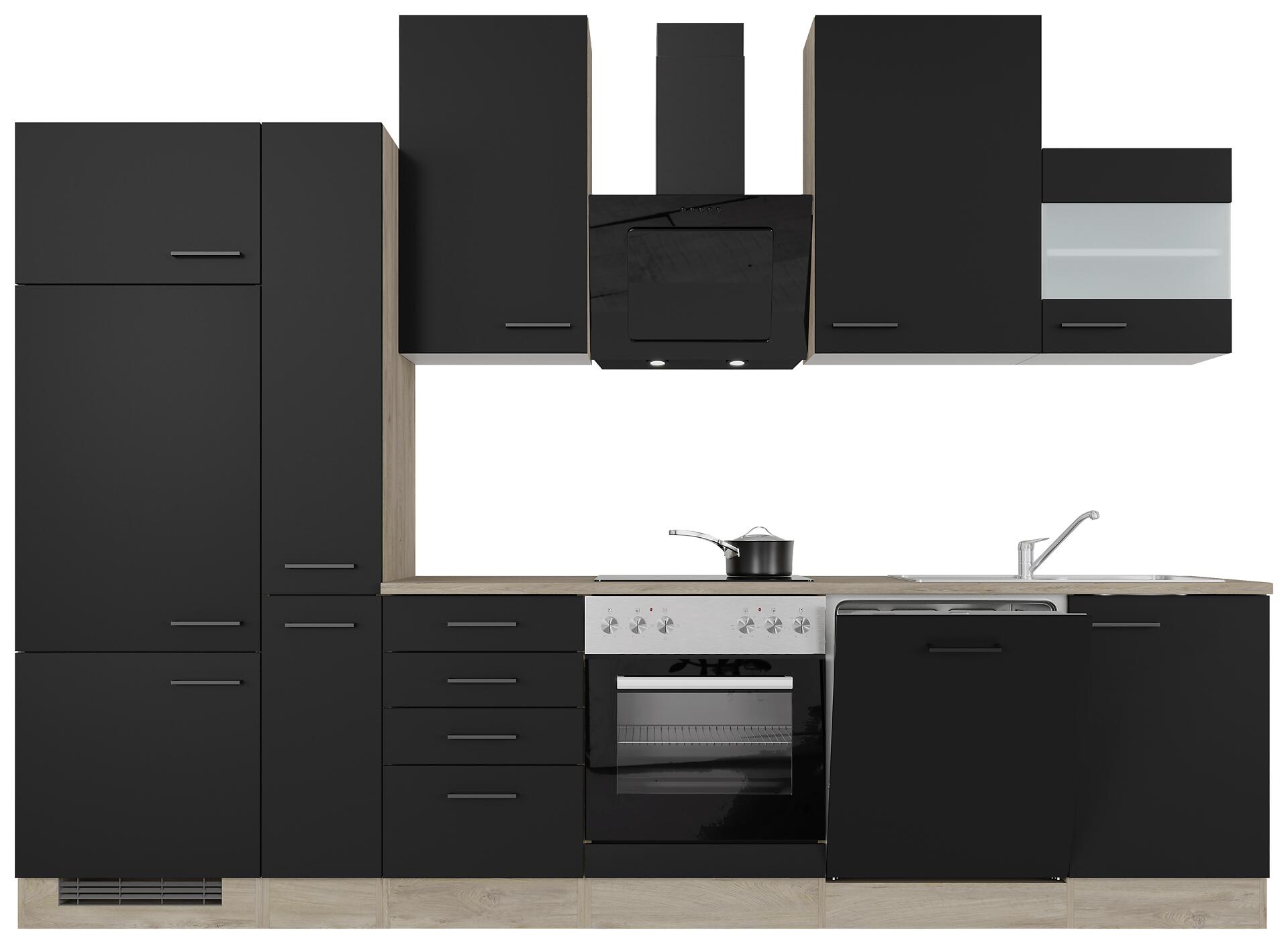 Küchenblock Capri schwarz matt B/H/T: ca. 310x234x60 cm