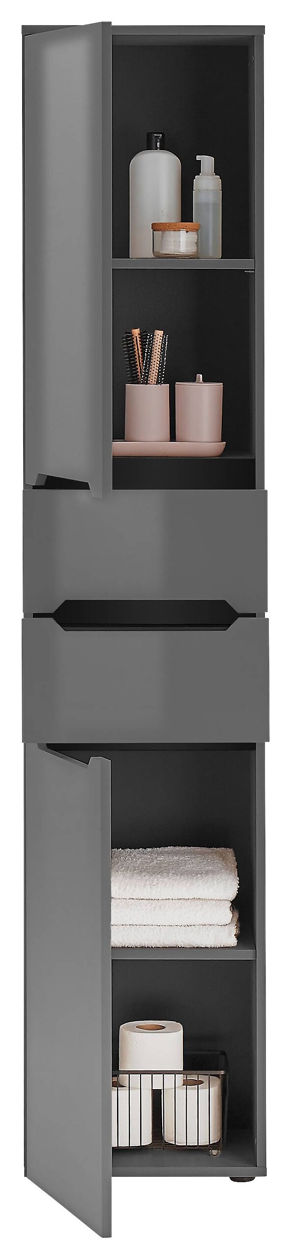 Hochschrank Ibiza anthrazit matt anthrazit Hochglanz B/H/T: ca. 40x190x30 cm