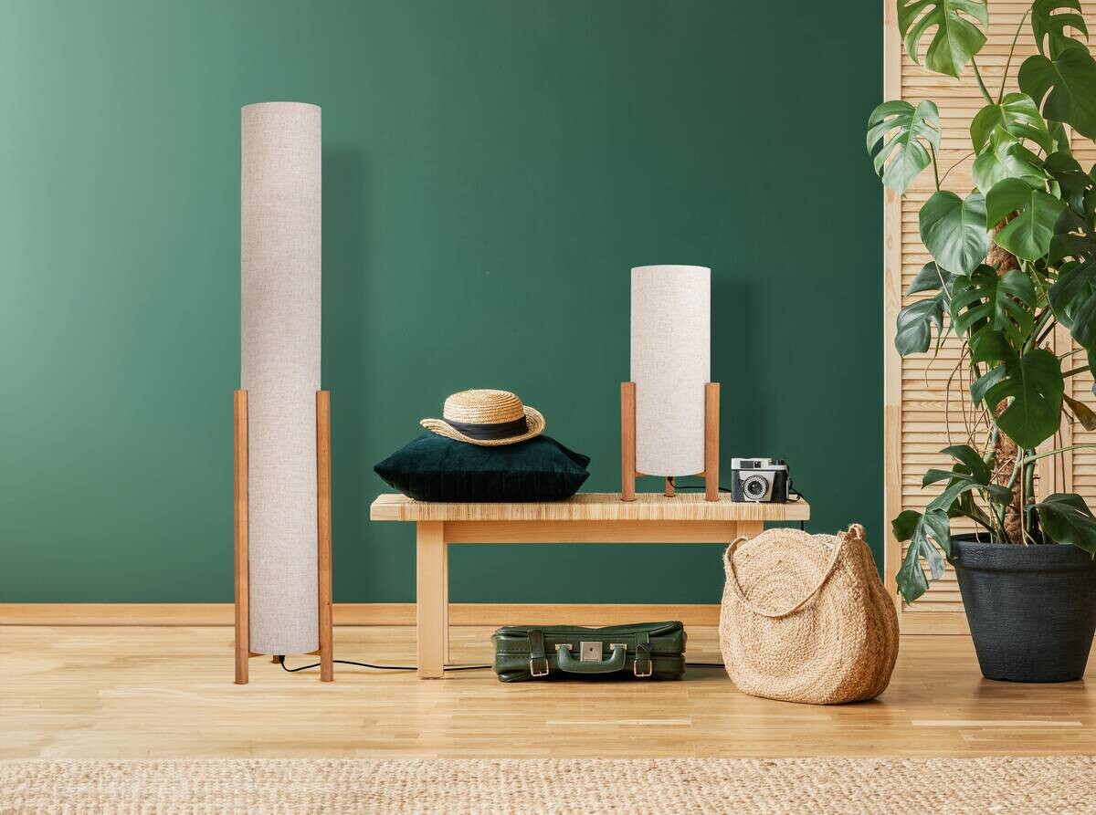 Näve Leuchten Stehleuchte 3195427 natur Textil B/H/T: ca. 22x110x22 cm 3 Brennstellen