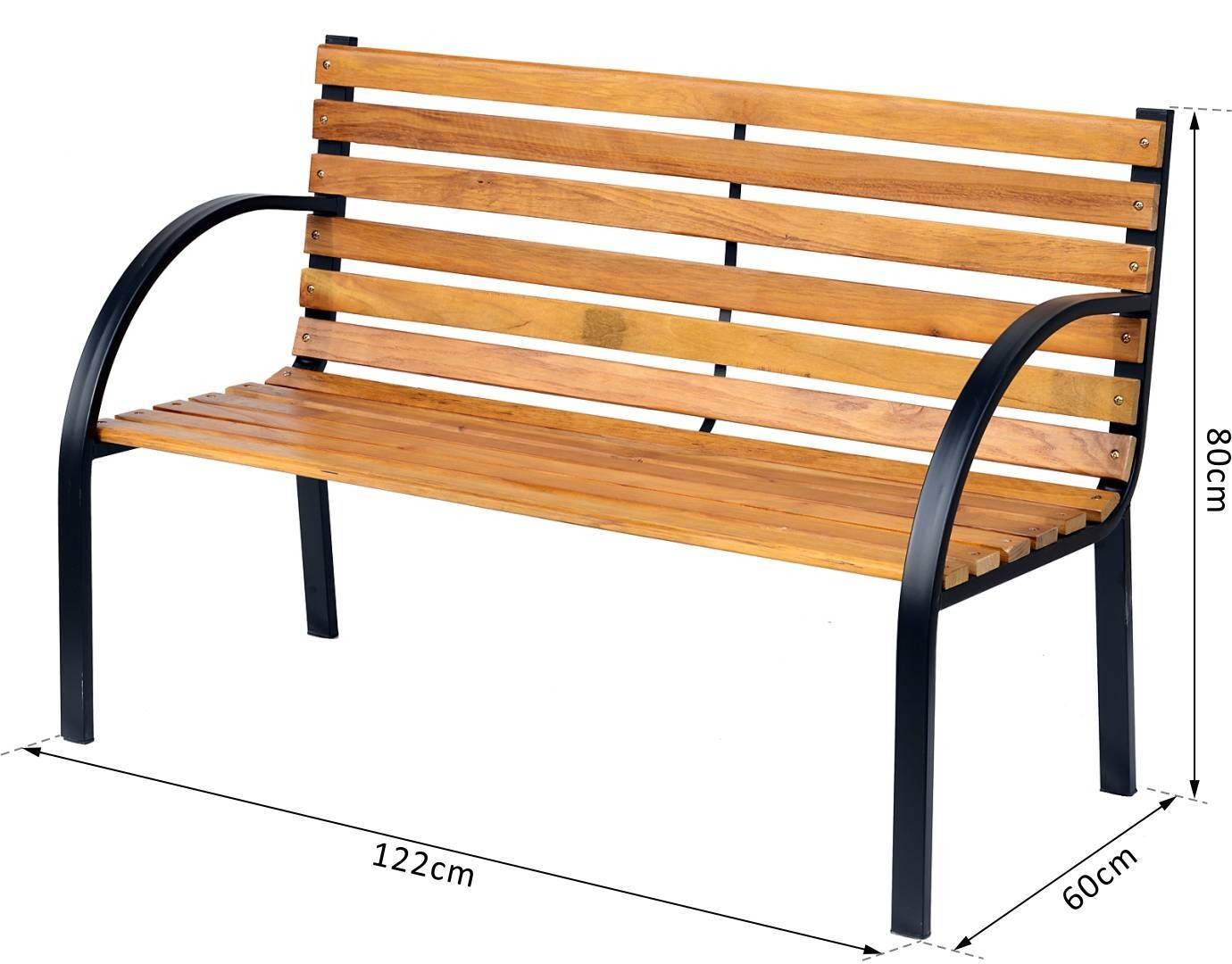 Outsunny Gartenbank natur Metall B/H/L: ca. 60x80x122 cm