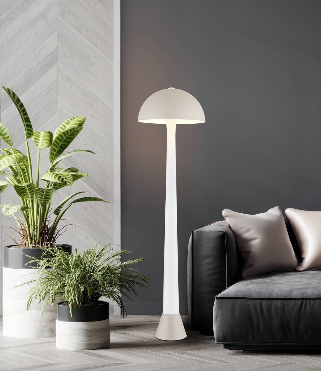 GLOBO Stehleuchte sand weiß Metall H/D: ca. 150x40 cm E27 1 Brennstellen