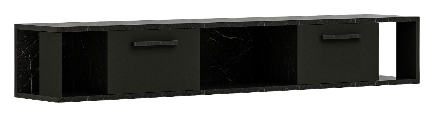 TV-Lowboard Aldora schwarz Marmoroptik B/H/T: ca. 160x30x30 cm