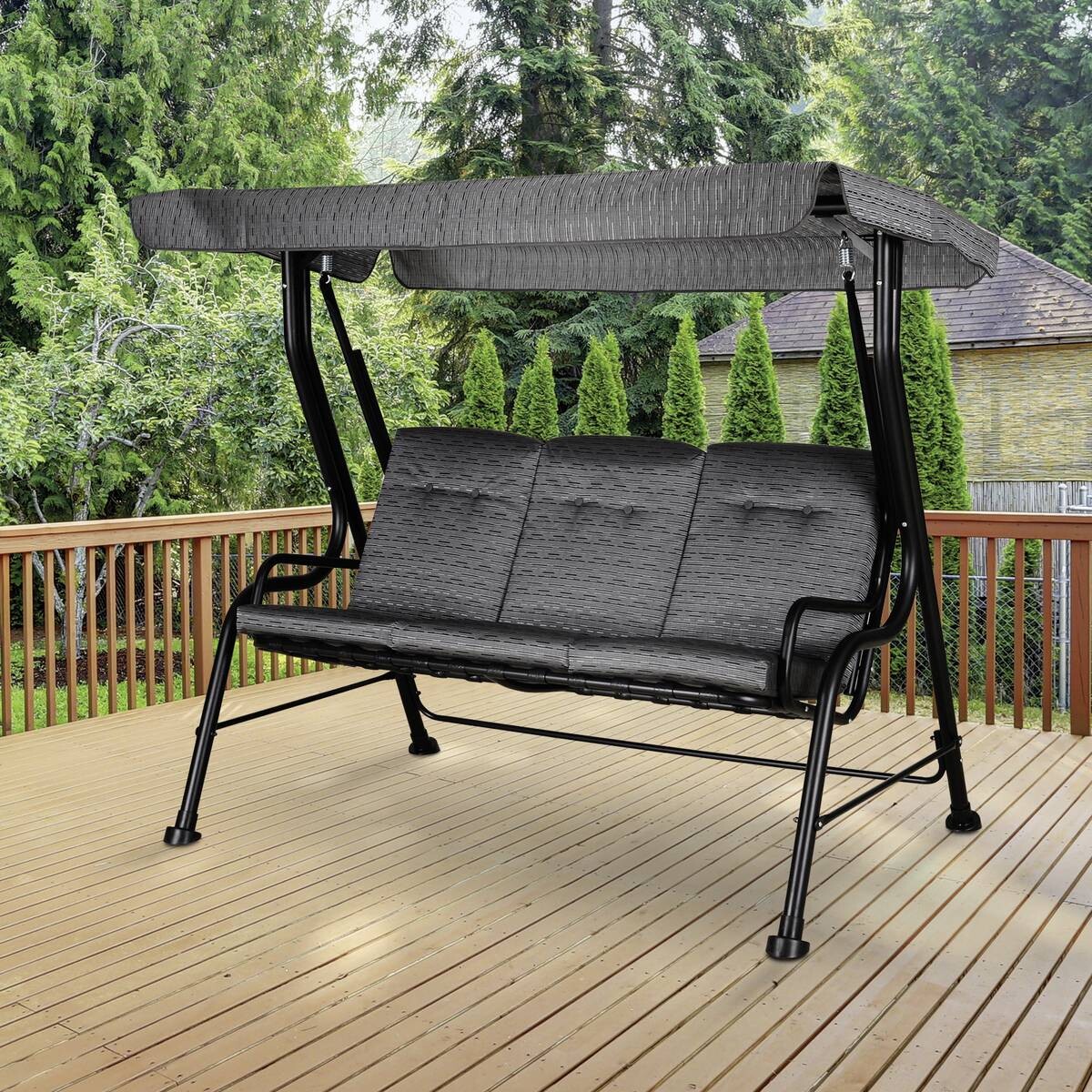 Outsunny Hollywoodschaukel schwarz Stahl B/H/T: ca. 200x170x120 cm