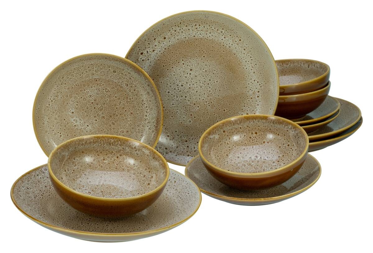 CreaTable Tafelservice Reactive Nostalgic multicolor Steinzeug 12 tlg.