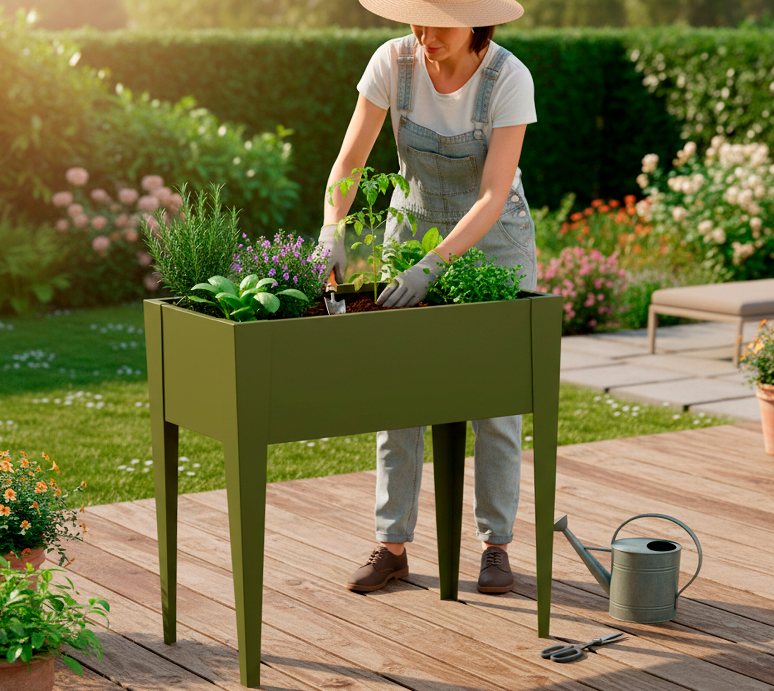 Westmann Hochbeet Vedura olive Stahl B/H/L: ca. 74x80x40 cm