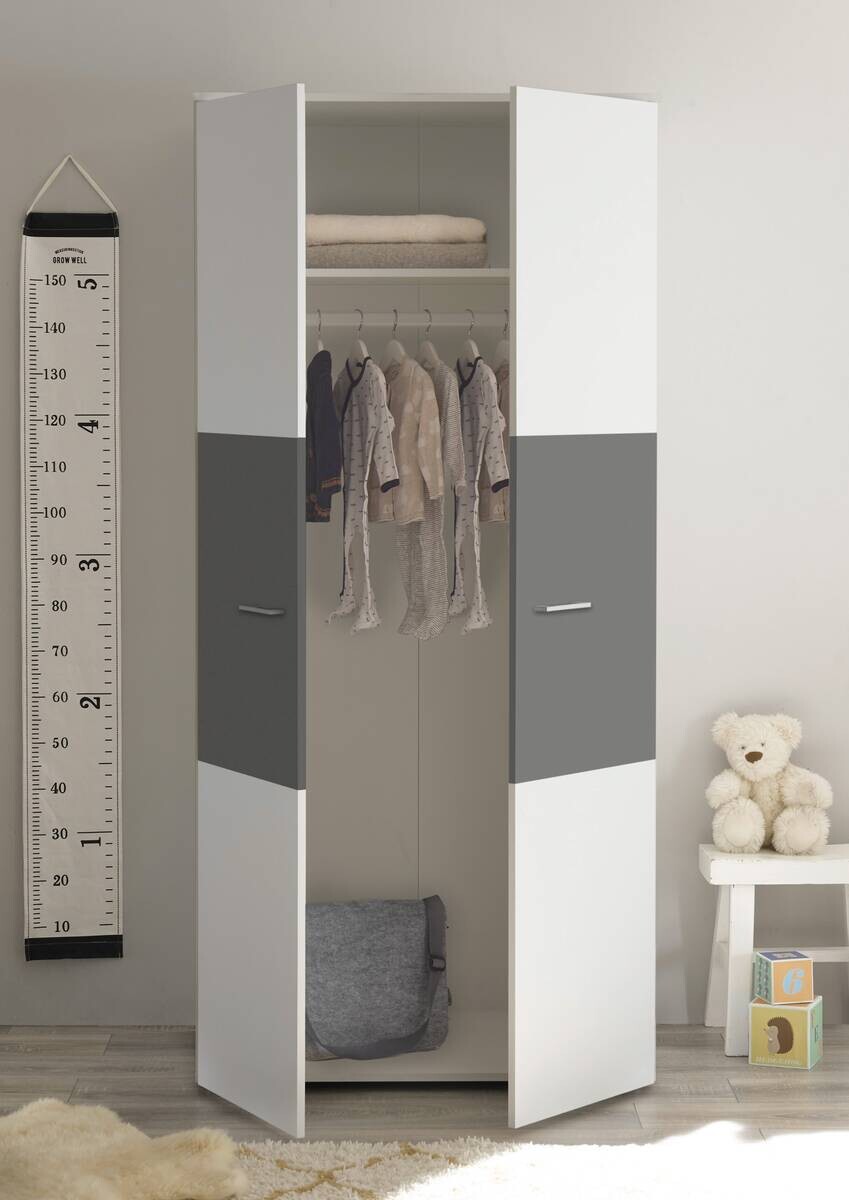 Kleiderschrank Alex weiß Graphit B/H/T: ca. 90x195x60 cm