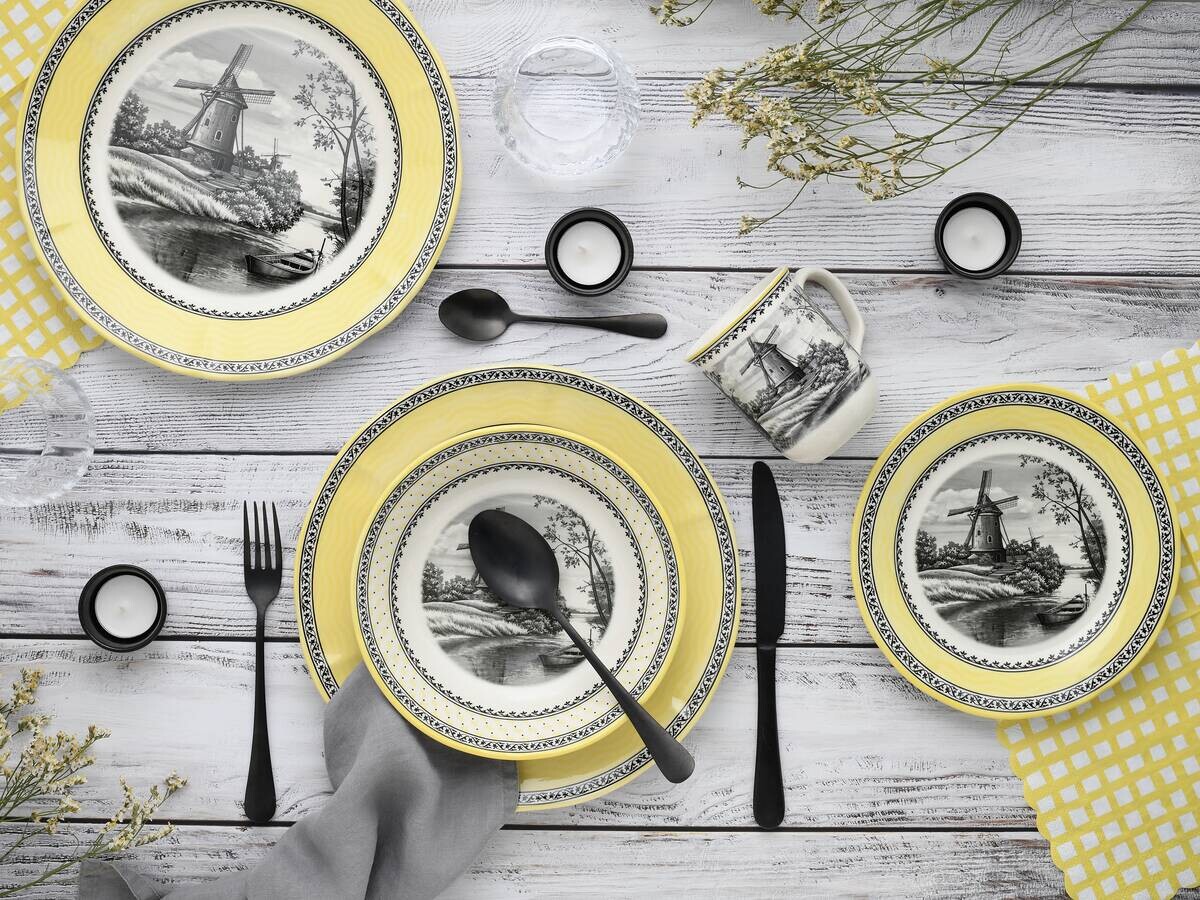 CreaTable Tafelservice Windmühle gelb Steingut 16 tlg.
